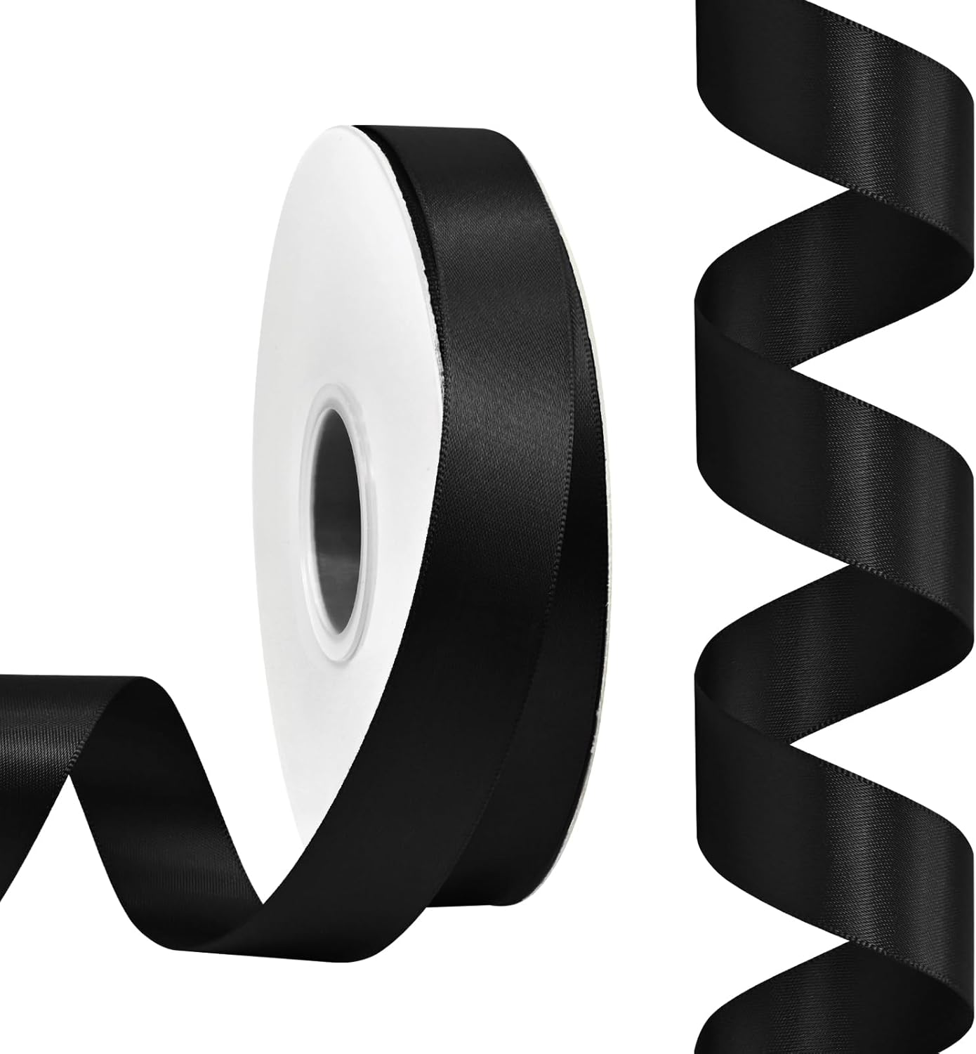 Black Satin Ribbon 7/8 Inch 50 Yards Double Faced Polyester Satin Ribbons for Gift Wrapping DIY Crafts Weddings Invitations Flower Bouquet Bow Making Home Decor Sewing