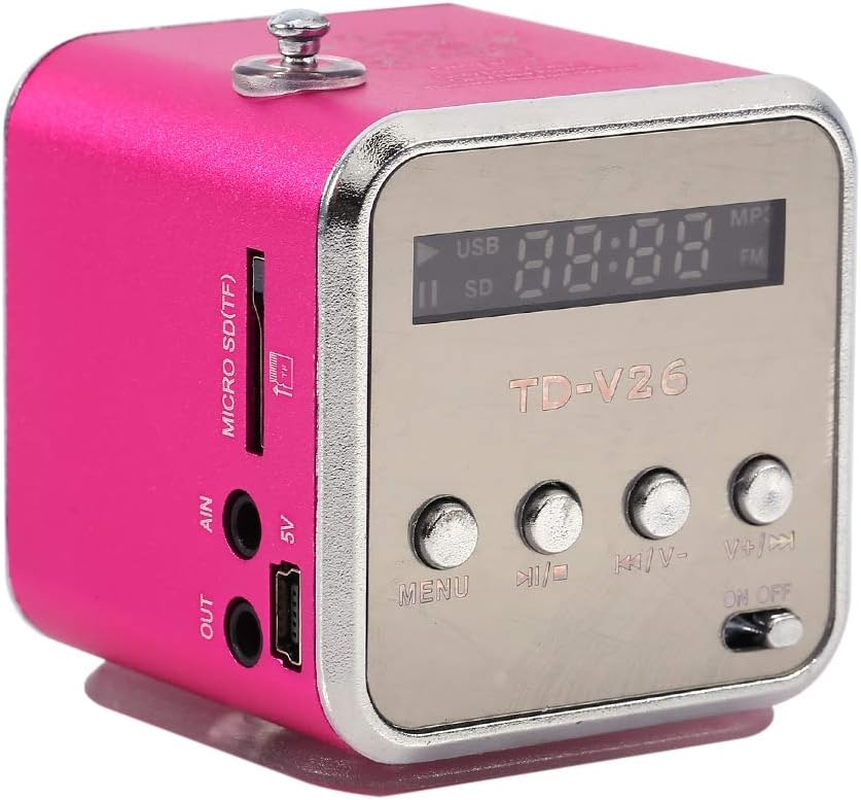 Mini Speaker Music, FM Radio PC Fashion Support Portable Stereo Cd Player Portable Radio with Best TF Card and U Disk Green (Pink) image number 5
