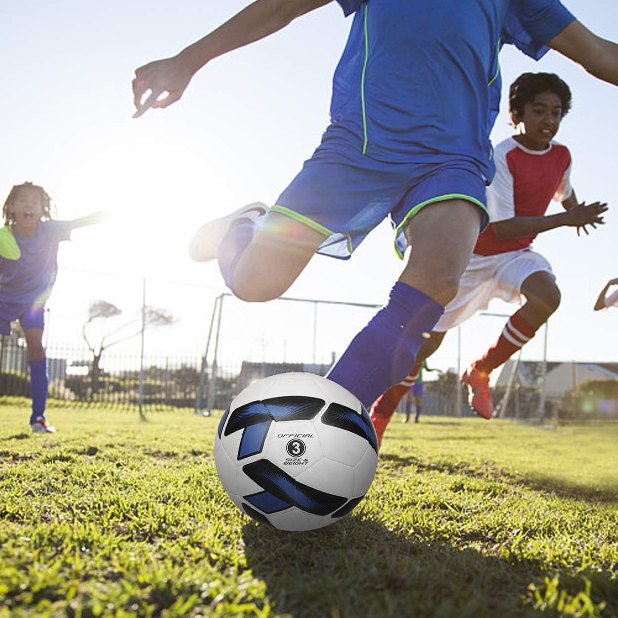 SYNGUCK Soccer Ball Size 3 Practice Soccer Balls Kid Elementary School Junior High School College Practice Game Soccer Ball