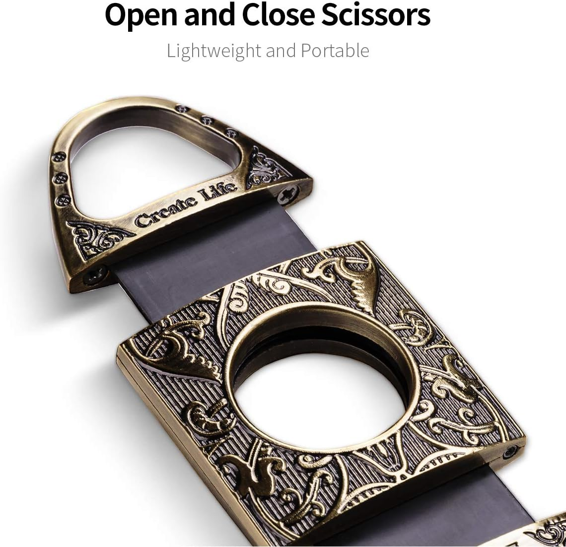 CIGARLOONG Cigar Cutter Sliver Stainless Steel Engraving Patterns Double Cut Blade Guillotine image number 6