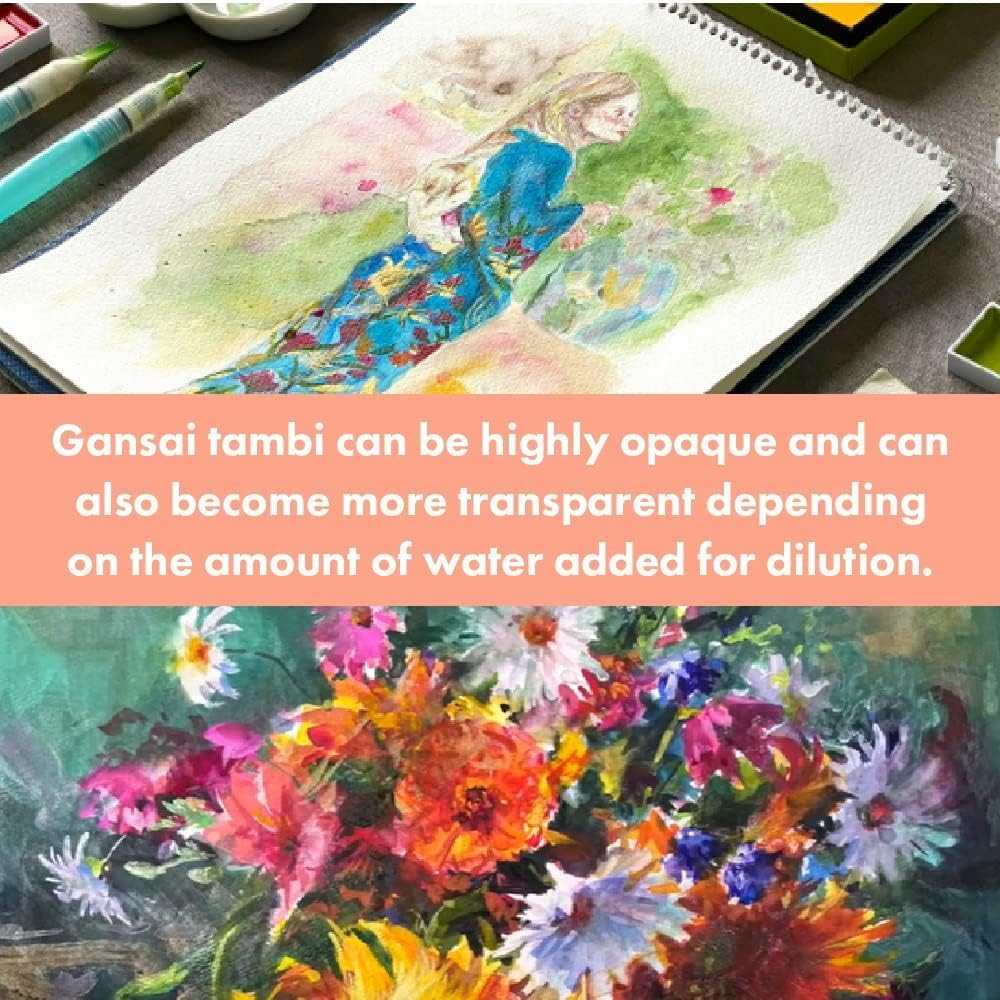 Kuretake GANSAI TAMBI 100 Colour Set, Beautiful Wooden Box, Watercolor Paint Set, Professional-Quality for Artists, Water Colors for Adult, Made in Japan MC20/100WD3 image number 6