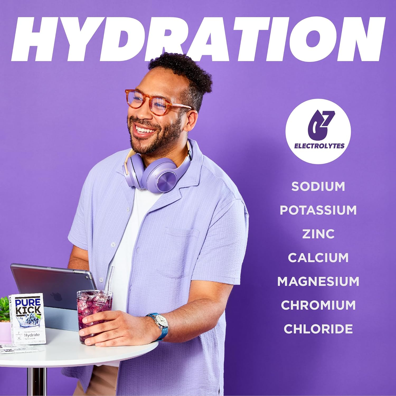 PURE KICK Hydration Singles to Go Drink Mix, Concord Grape, Includes 12 Boxes with 6 Packets in Each Box, 72 Total Packets image number 4