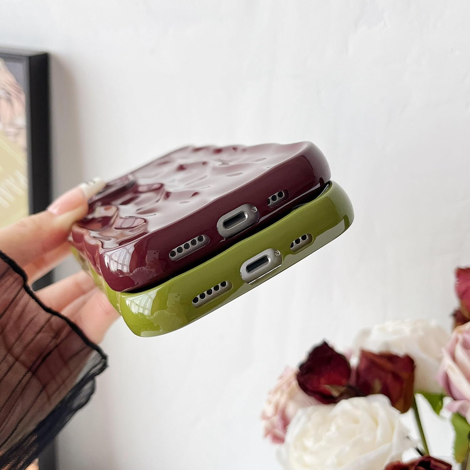 Caseative for Iphone 15 Case,Water Ripple Pattern Curly Wave Frame Soft Compatible with Iphone Case (Silver,Iphone 15) image number 6