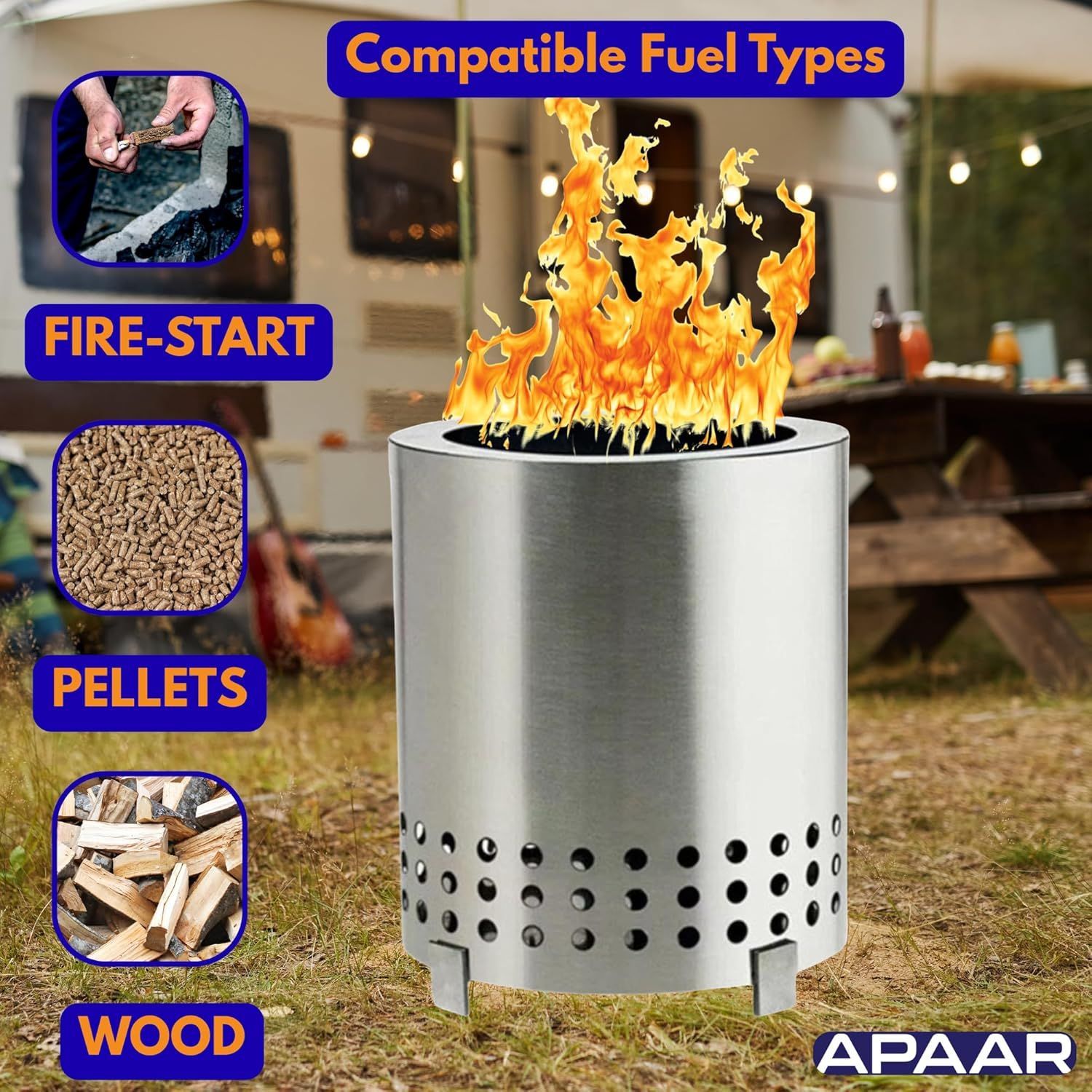 Smokeless Firepit Outdoor Wood Burning Stainless Steel Fireplaces Portable Firepit for Backyard Camping Patio image number 5