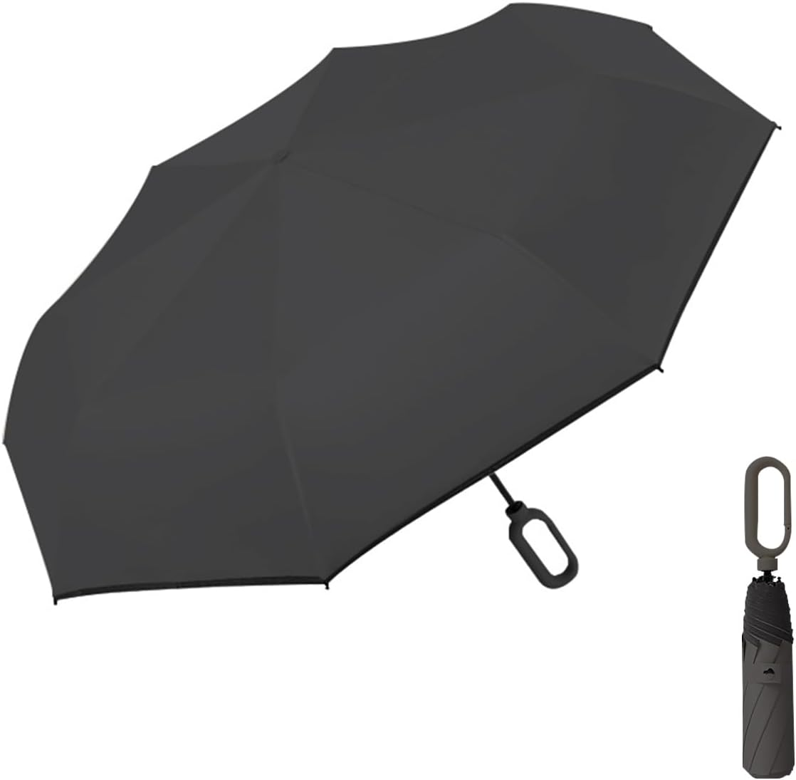 Foldable Windproof Ring Buckle Umbrella with Protect the Reflective Strip Rain and Sun Weather Resistant UV Guarded Sophisticated Manual 8-Bones Umbrella for Travel and Work