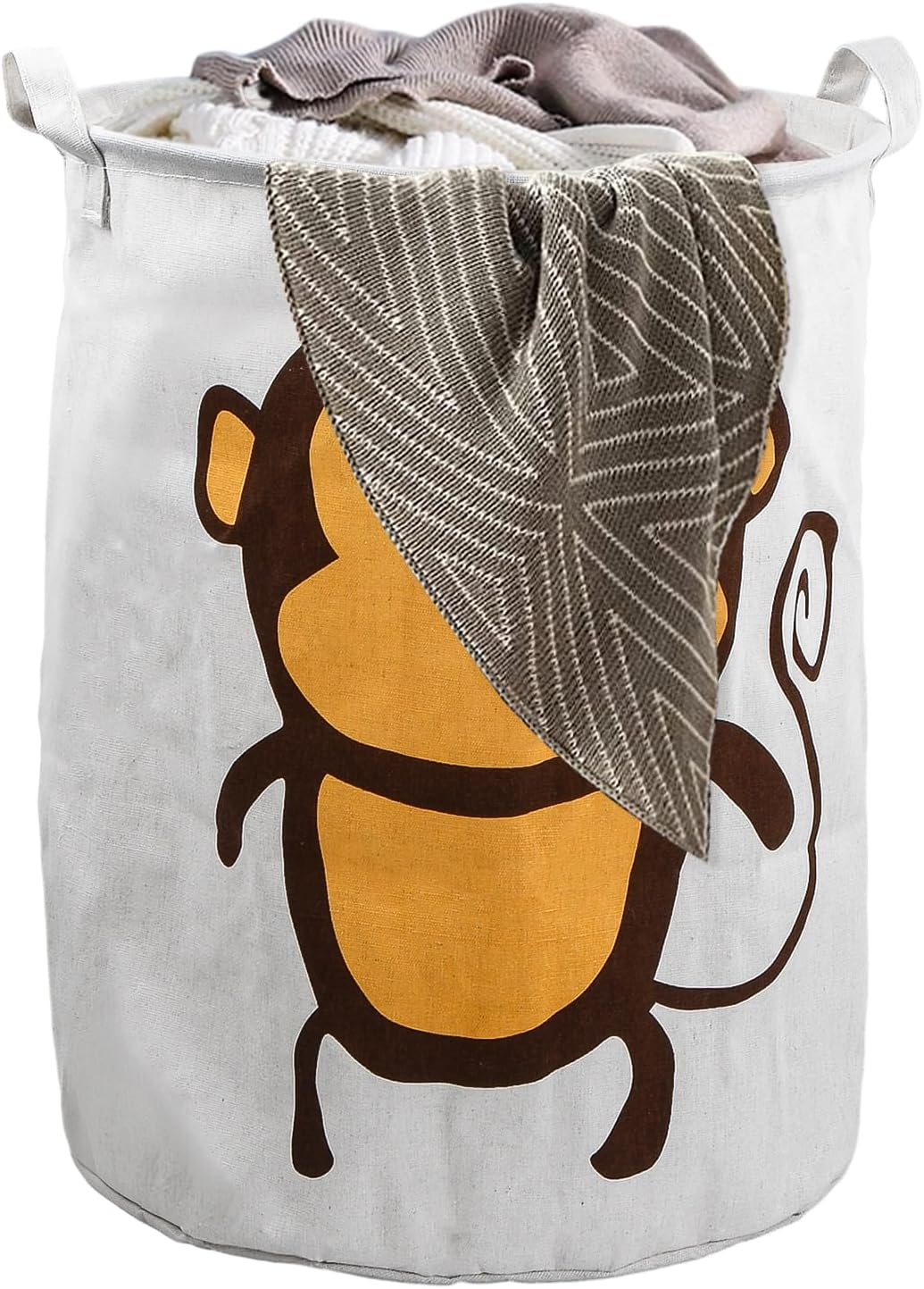 Cute Monkey Baby Laundry Basket, round Canvas Fabric Foldable Clothing Storage Basket, 40 X 50 Cm image number 2