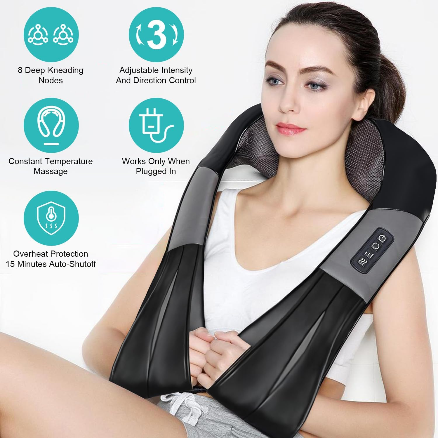 Neck and Back Massager with Heat, Electric Deep Tissue Kneading Massager, Back Massager for Pain Relief Neck, Shoulder, and Foot, Use at Car Home Office image number 2