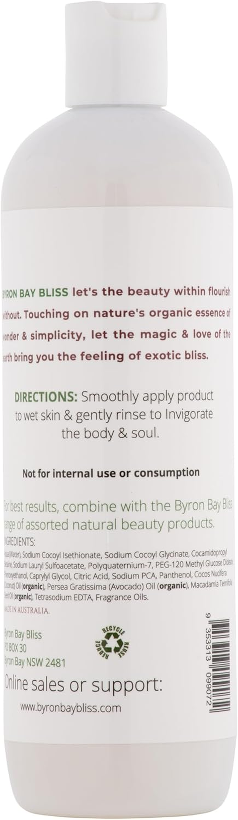 Australian Natural Body Wash with Organic Oils - Tropical Melon & Mango Shower Gel with Coconut, Avocado & Macadamia Oil - Ph Balanced Moisturizing Body Wash for All Skin Types 500 Ml image number 2