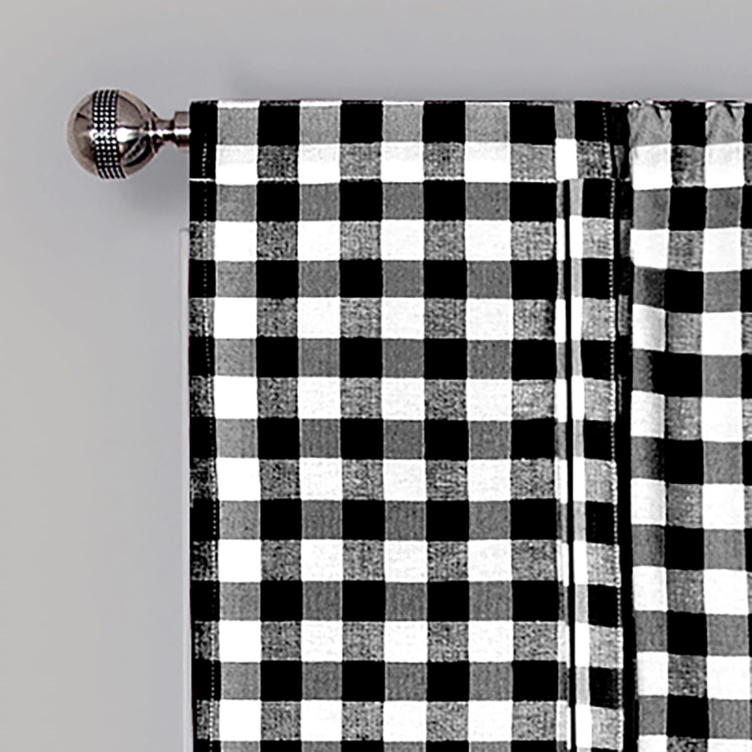 Achim Home Furnishings Buffalo Check Window Curtain Tie up Shade, 42" X 63", Black image number 4