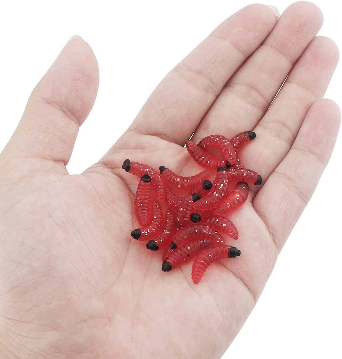 Origlam 250Pcs Soft Plastic Fishing Lures Worms Lure, Plastic Fishing Worms Fake Maggots Fake Worms Baits, Worm Bread Soft Maggots Artificial Earthworm Fishing Accessories image number 3