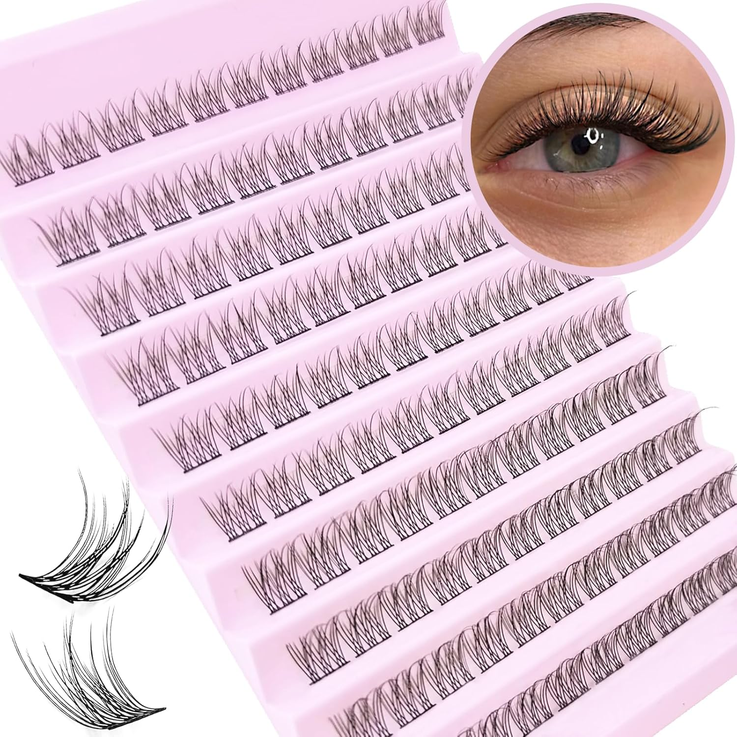 Lash Clusters Wispy Natural C Curl Eyelash Extension DIY 10-12MM Thin Band 110Pcs Cluster Lashes,10Mm 11Mm 12Mm False Eyelashes image number 2