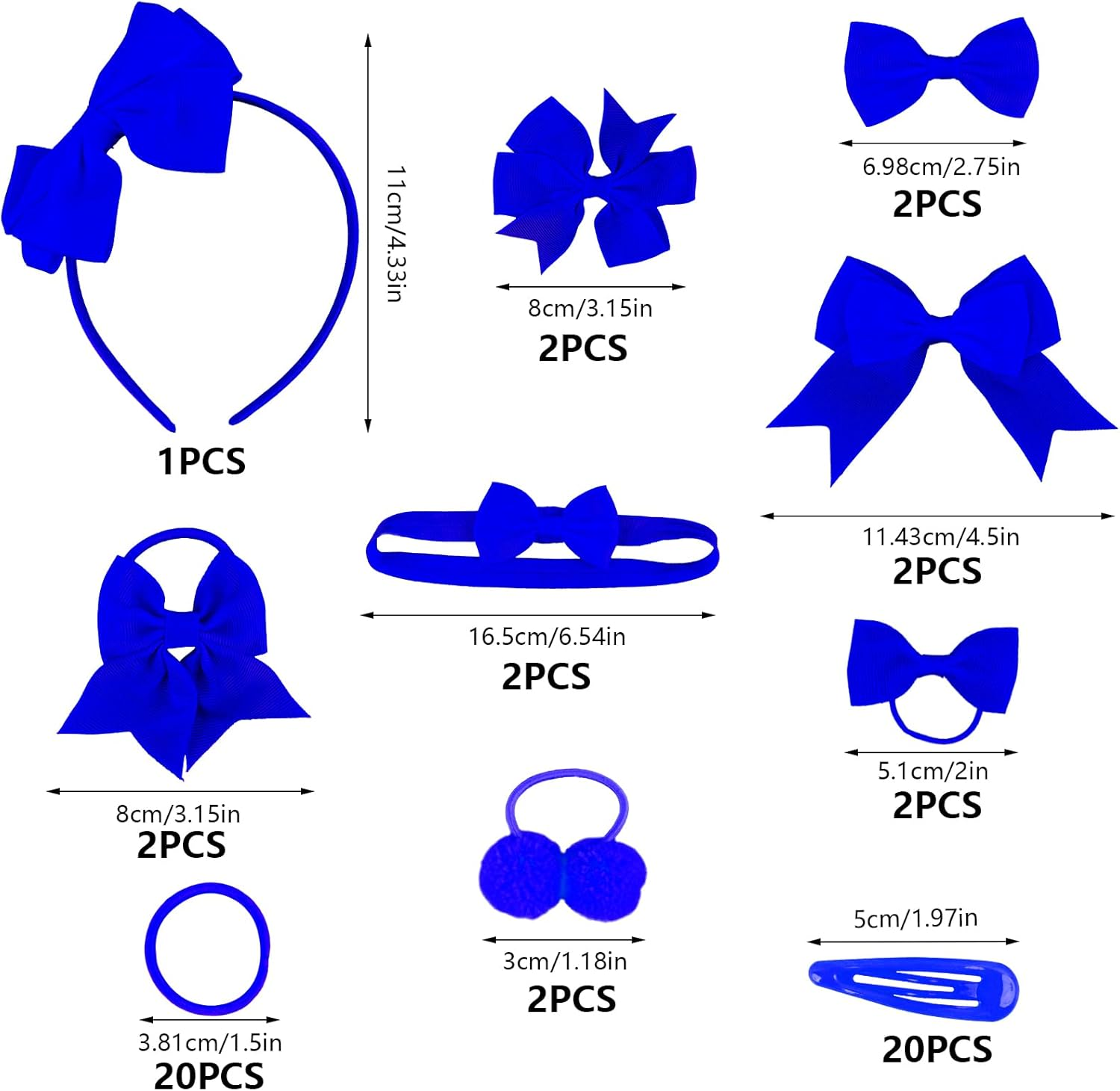 MOSTFUN Girls' Hair Accessories Set, 55 Pcs Blue Bow Hair Clips, Hair Bands, Ponytail Holders, Elastic Bands, Hair Clips with Bows, Perfect for School, Parties, Gifts image number 6