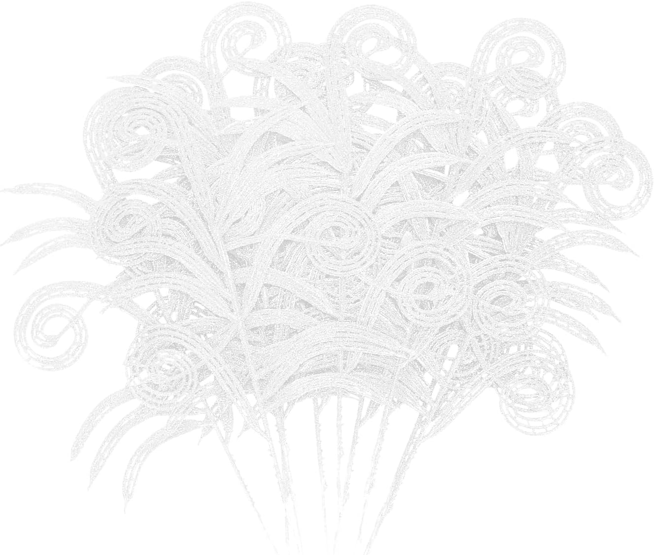 12 Pcs Glitter Christmas Leaves, Artificial Leaf Spray Picks Christmas Foliage Christmas Tree Filler Branches Christmas Wreath Decor for DIY Wreath Wedding Table Centerpiece Decorations (White)