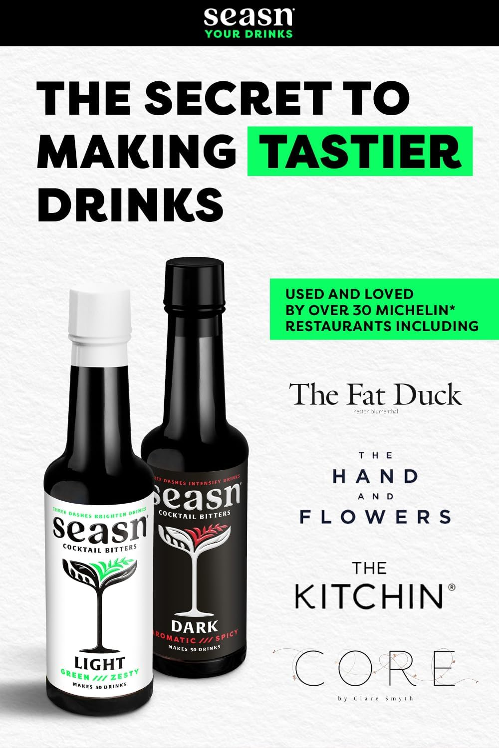 Seasn LIGHT Non Alcoholic Cocktail Bitters &ndash; Zesty & Citrus Bitters with Lime, Grapefruit Peel & Sea Salt &ndash; Vegan, Sugar Free Mixer for Cocktails & Mocktails &ndash; 150 Ml image number 2