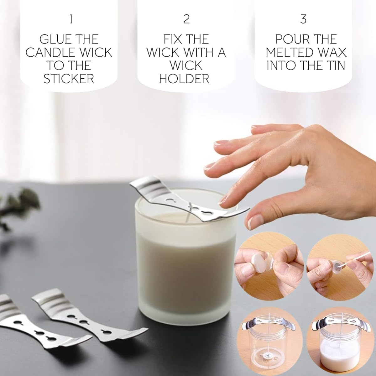 9SHOME 15Pack 7Oz Thick Glass Candle Jars with Bamboo Lids & Labels - Empty Containers for Making Candles, Dishwasher Safe image number 1