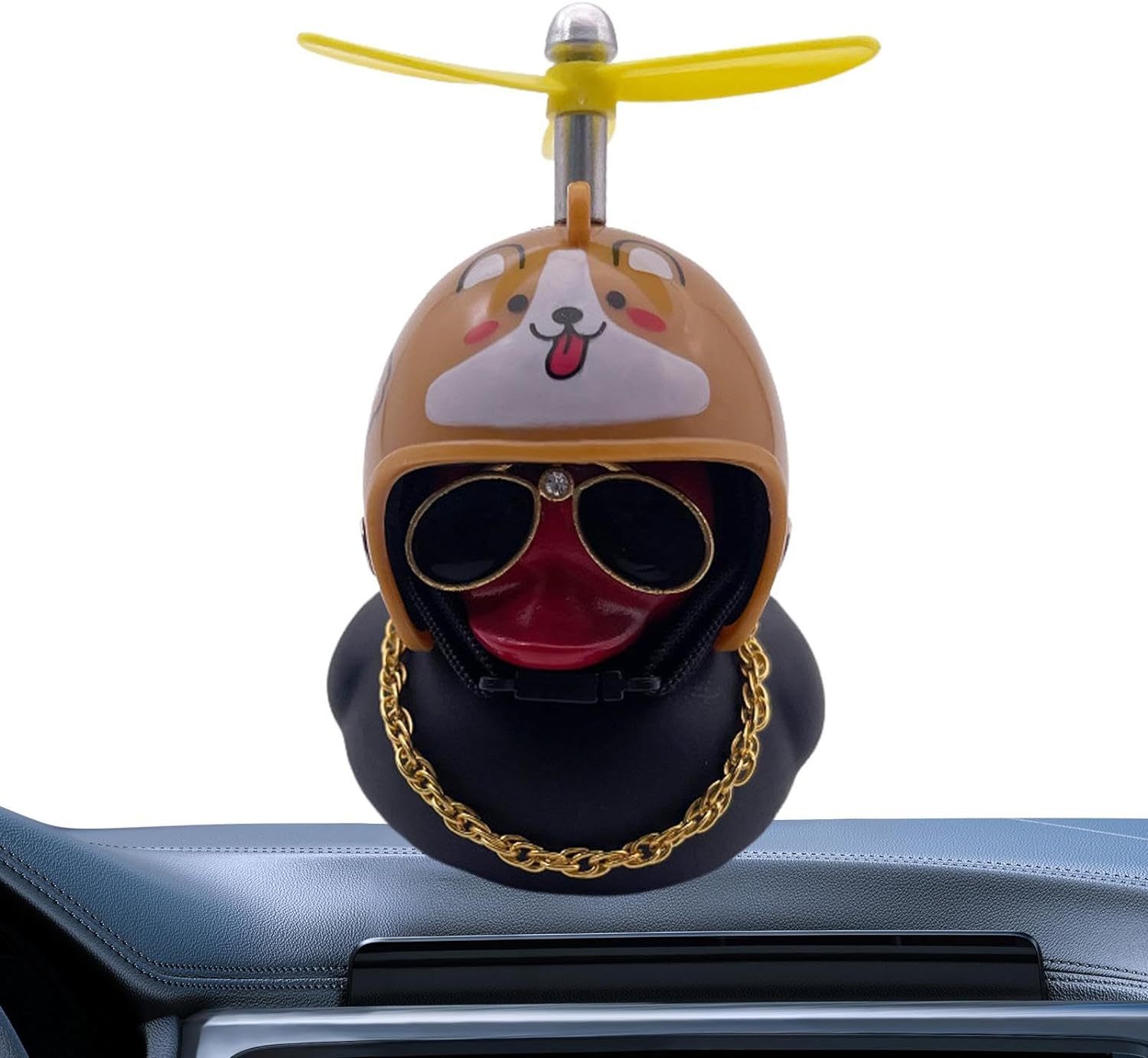 Duck Car Ornament - Car Ornaments Little Duck | Rubber Duck Toys Car Decorations, Duck with Propeller Hat, Motorcycle Home Decor Buniq