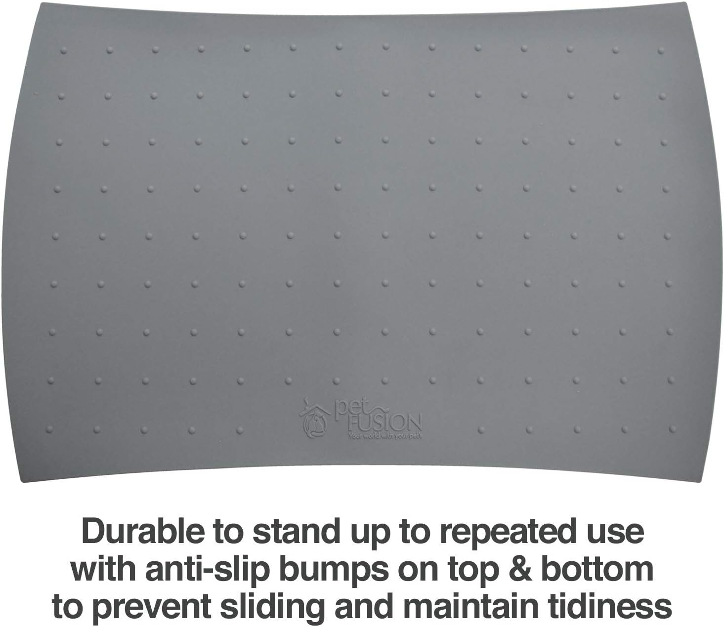 Petfusion Small Waterproof Dog & Cat Food Mat (18X12). FDA Grade Silicone [Superior Hygiene, Non-Toxic, Multiple Sizes] String, Gray image number 6