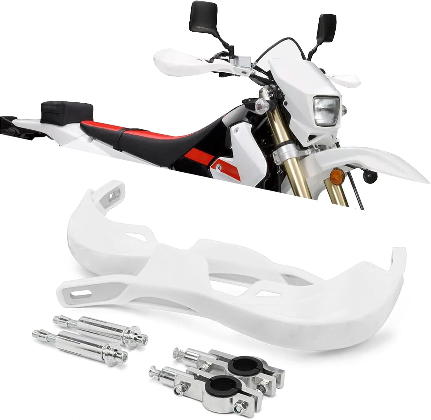 USTPO Dirt Bike Hand Guards Motorcycle Handguards Universal 7/8" 22Mm 1 1/8" 28Mm Bar for FE 701/SM 501/S 450 350/S 250 TE 150 250/I 300/I FC 250 350 450 TX125 Dirt Pit Bike ATV White - Green image number 3