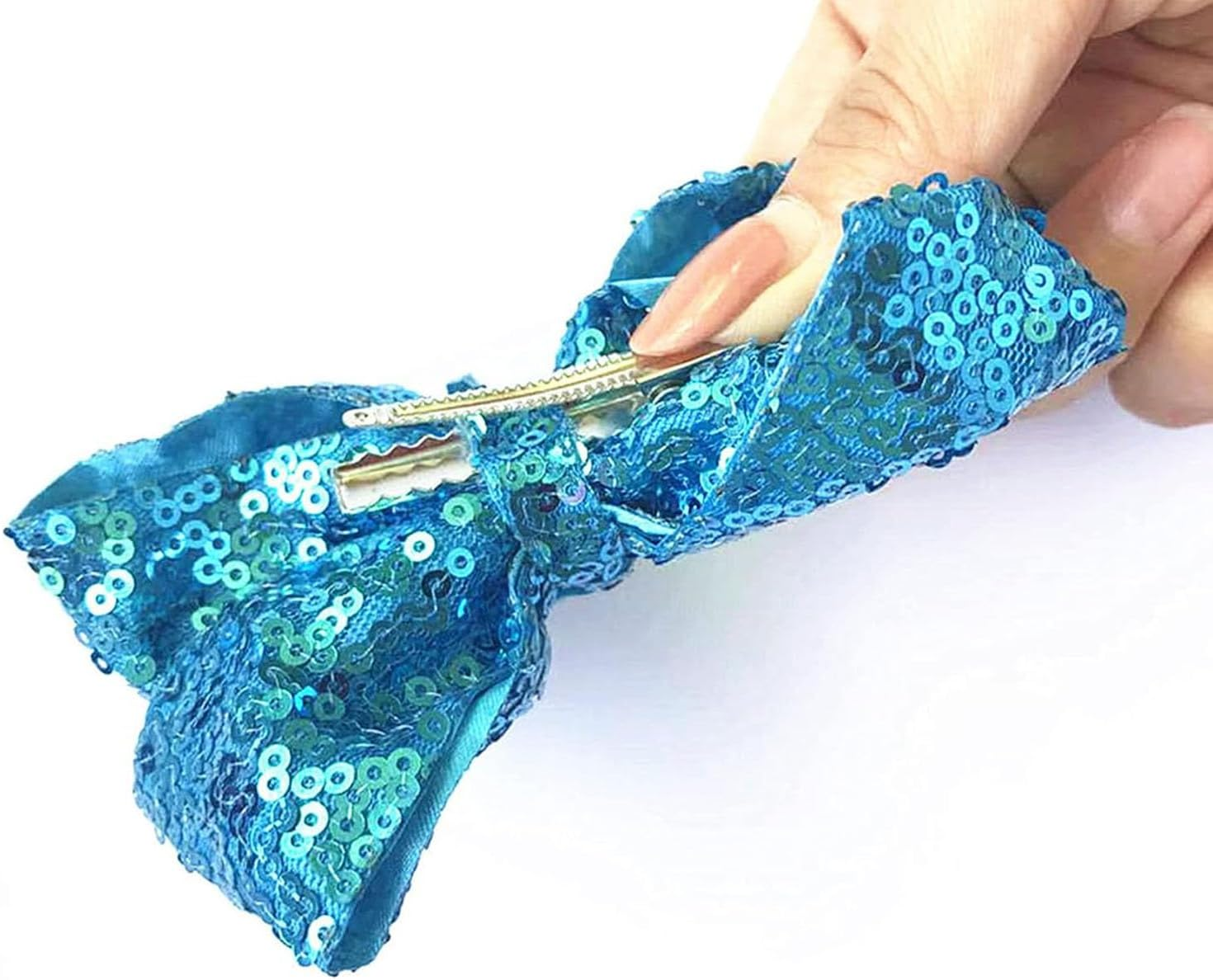 Black Sparkly Glitter Sequin Hair Bows for Girls Toddlers Kids Children Teenage (2PCS) image number 6