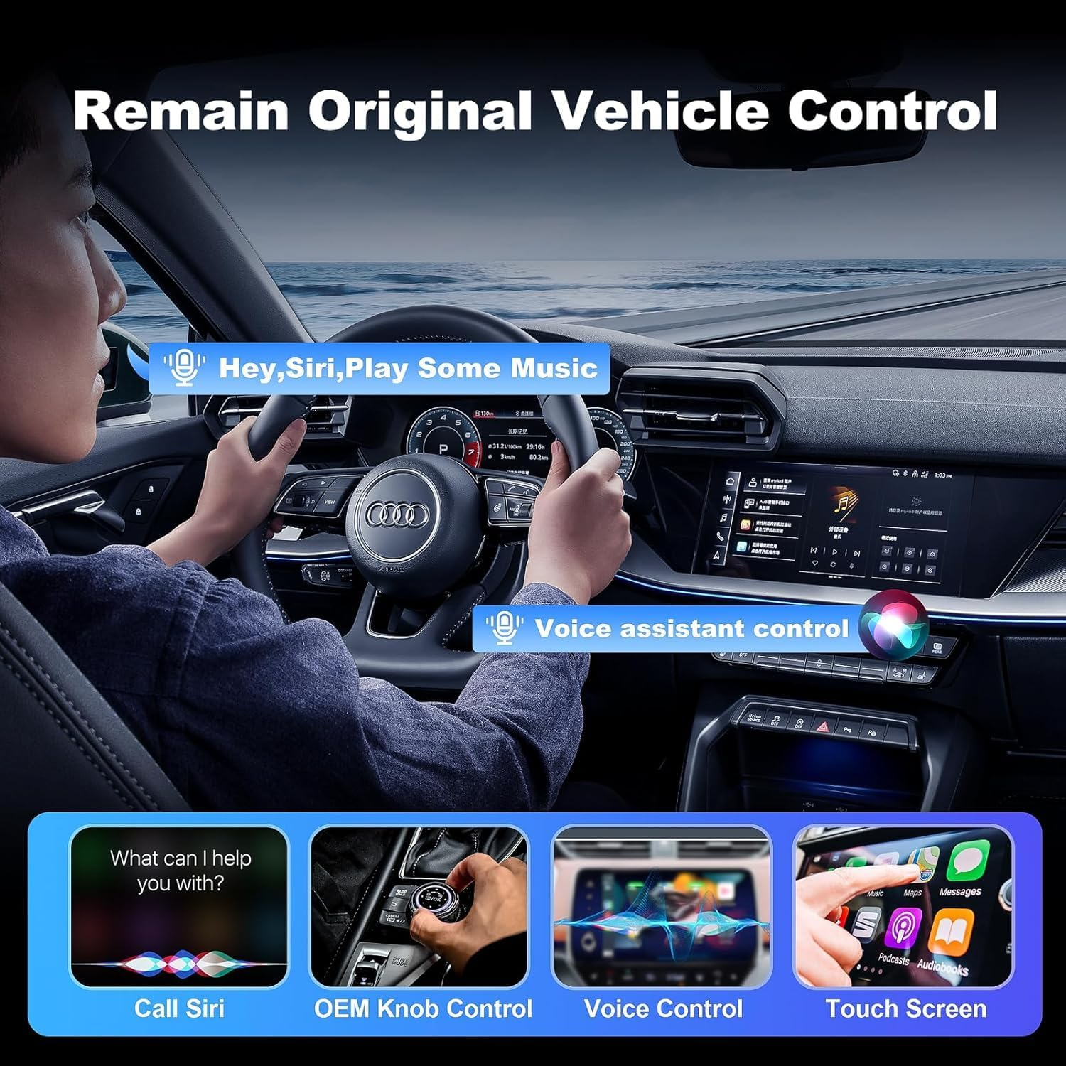 5-In-1 Carplay and Android Auto Wireless Adapter, Wireless Carplay Adapter with Netflix Youtube TF Card, Plug & Play, Easy Setup, Magic Video Ai Box for OEM Wired Apple Car Play Cars image number 6