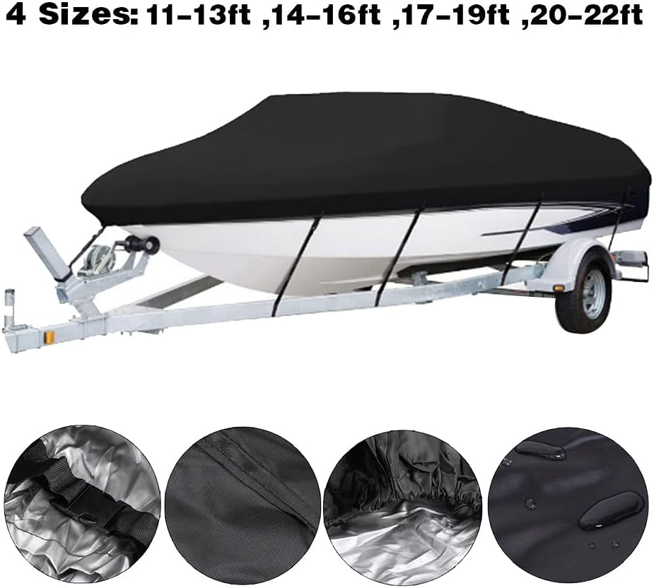 Yacht Boat Cover 11-13FT Boat Cover Anti-Uv Waterproof Heavy Duty 210D Marine Trailerable Canvas Boat Accessories image number 4