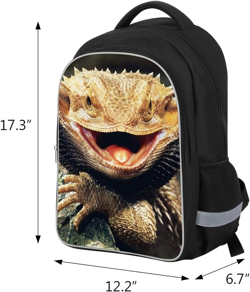 Dispalang Cool Lizard Prints School Backpack for Guy Boys Cute Animal Bagpack Personalized Satchel Patterns - Lizard12 image number 7