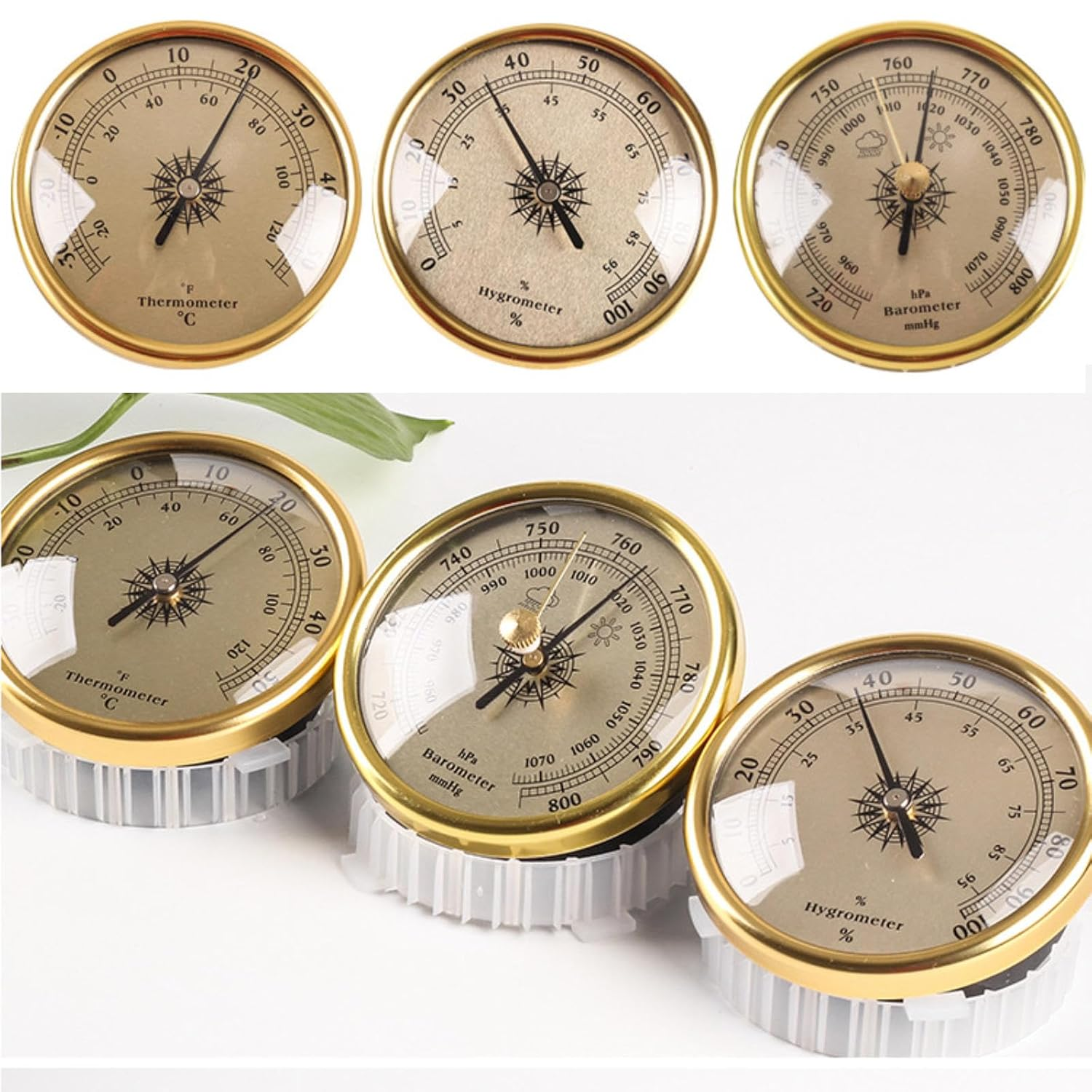 3Pcs Barometer Thermometer Hygrometer,Wall Hanging Analog Weather Station,2.83 in Portable Outdoor Barometer Set,Suitable for Hotels,Warehouses,Offices,Factories(No Battery Needed) image number 3