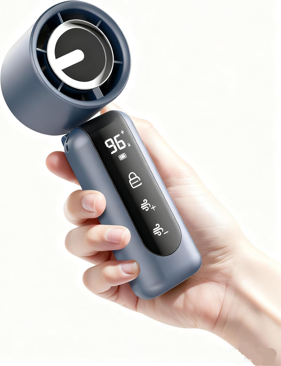 Portable Handheld Turbo Fan with 4000Mah Rechargeable Battery, 1-100 Adjustable High Speeds, AI Digital Display & Anti-Touch Lock, 20000RPM Foldable Handheld Fans for Outdoor, Travel, Home, Make Up image number 2