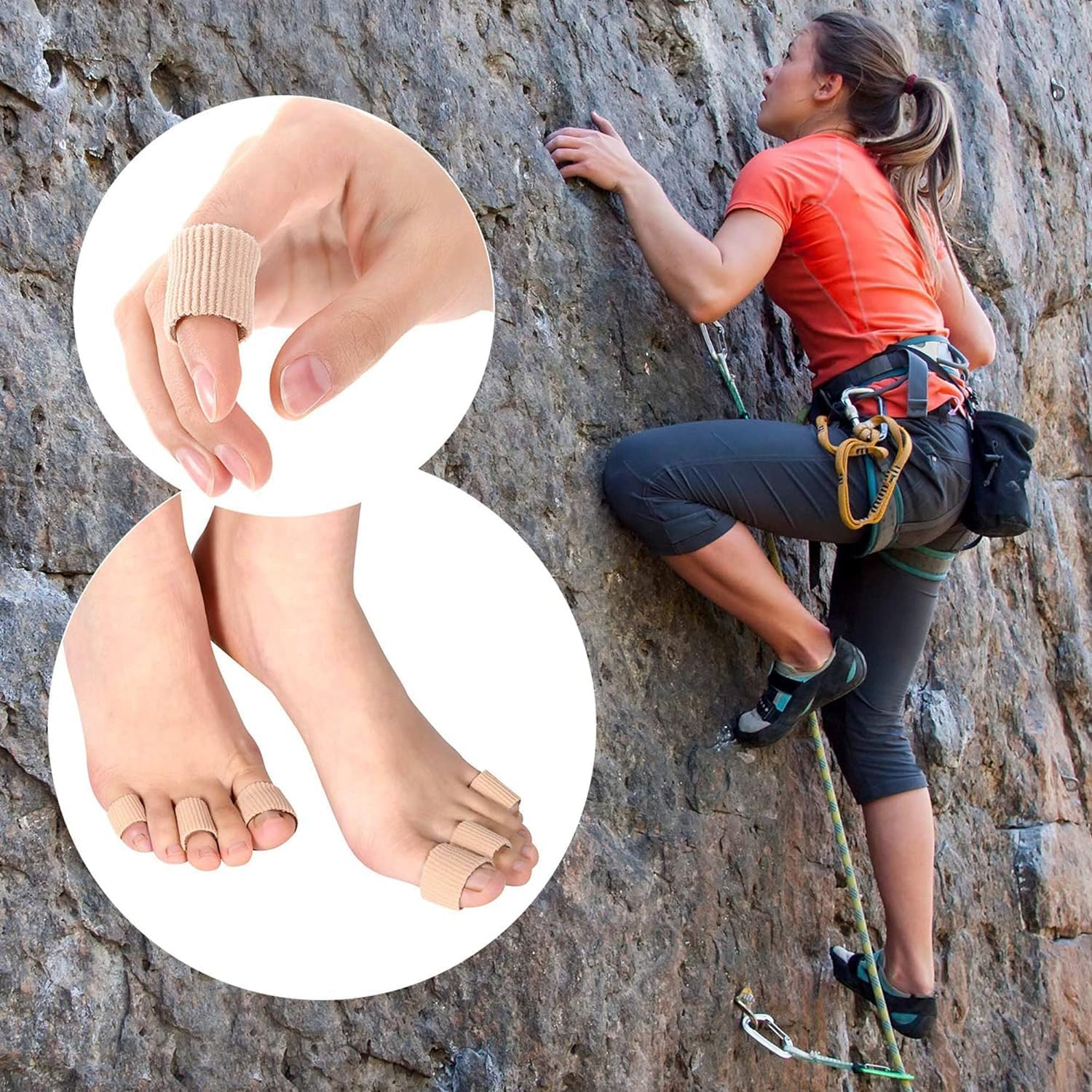 Lxcshljx 6 Pcs Toe Tubes with Gel Cushion, Cuttable Toe Tubes Sleeves, Elastic Fabric Gel Lined Toe Caps, Finger Toe Separator Tubing, Toe Covers Protectors for Relief Toe Pressure, Corn, Calluses image number 5