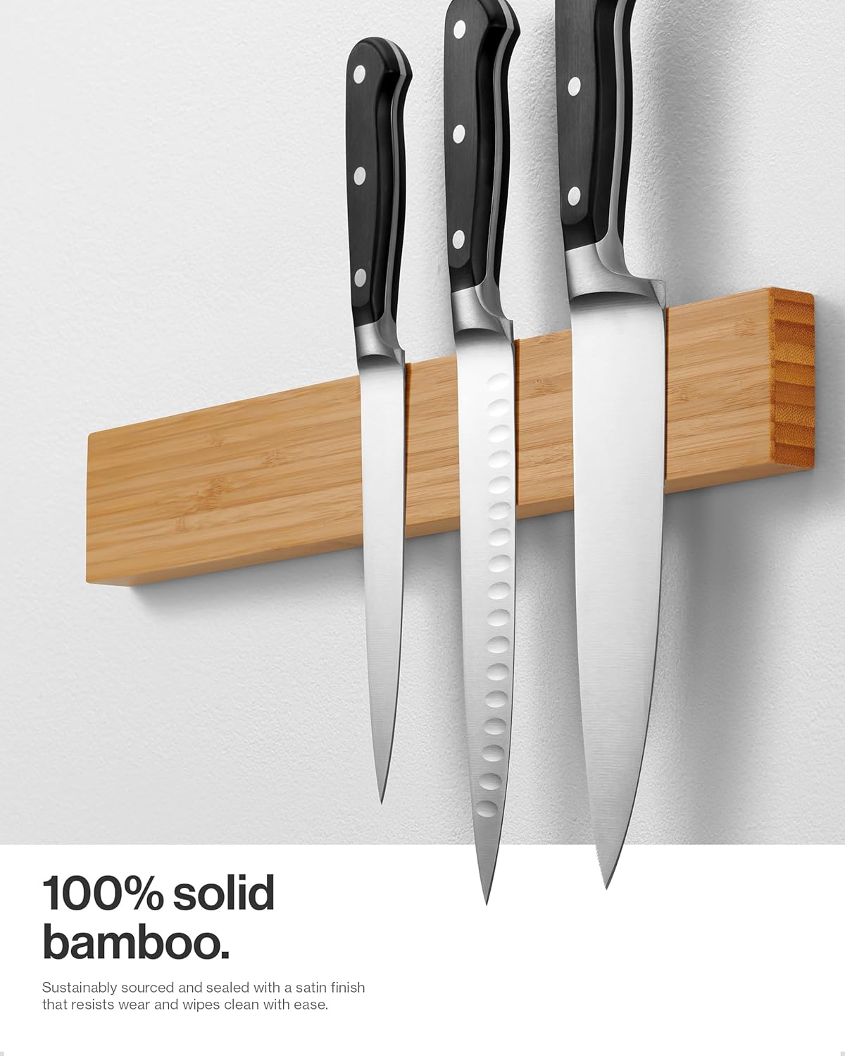 LARHN Magnetic Bamboo Knife with Extra Strong Magnet - 40 Cm - Knife Holder Magnetic Wood for Utensils and Tools image number 2