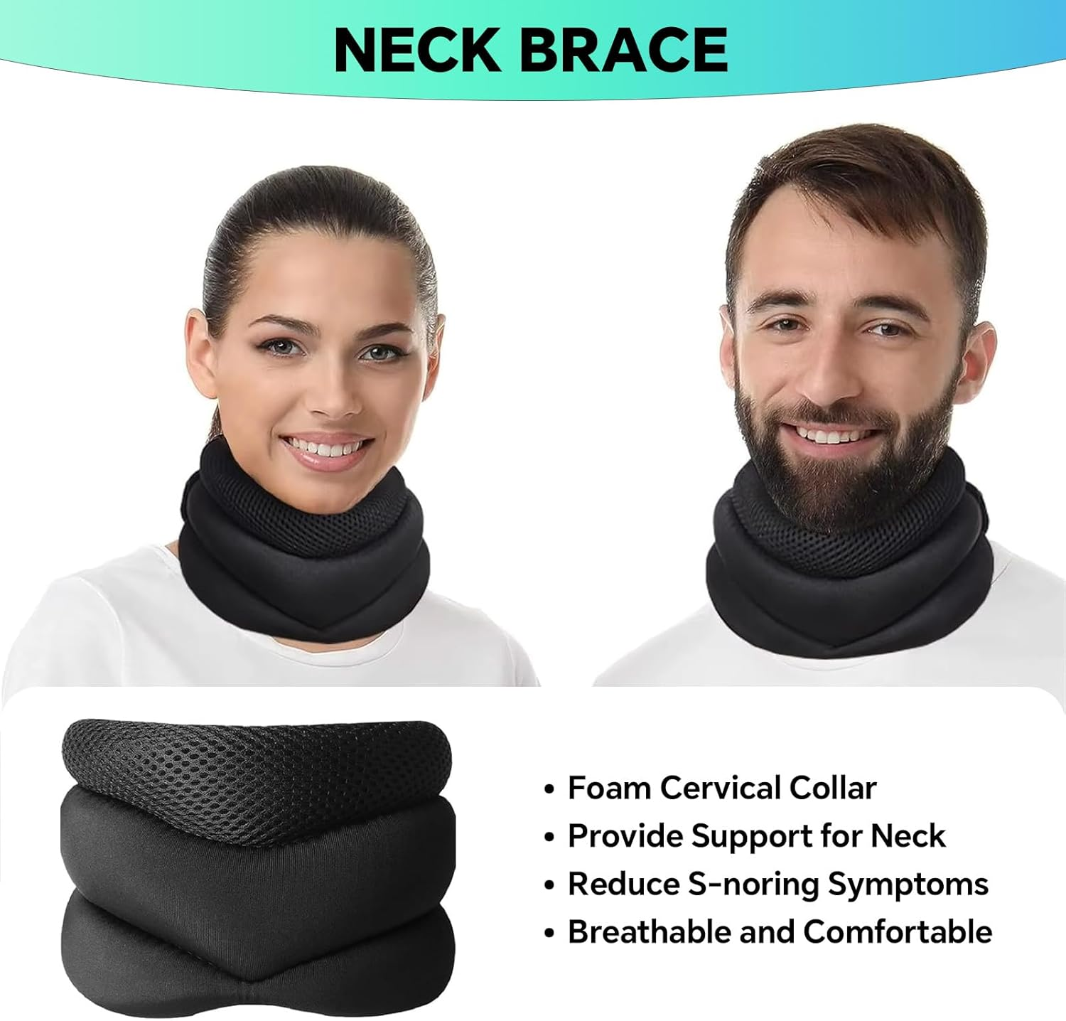 Vitavix anti Snoring Neck Support Brace, Adjustable Soft Foam Cervical Collar for Sleeping, Ergonomic Neck Support for Snore Relief & Cervical Spine Pressure, Comfortable Sleep Aid for Men & Women image number 4