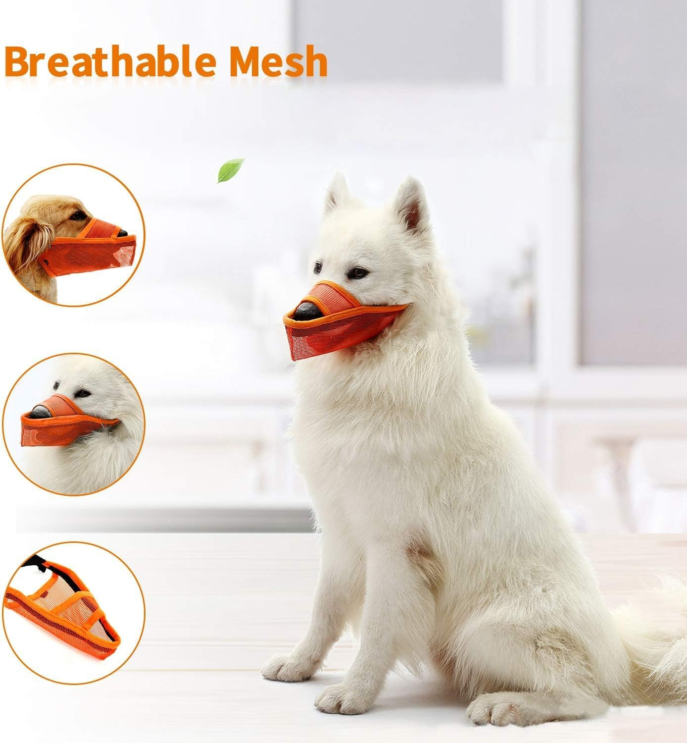 Dog Muzzle Soft Nylon Muzzle, Adjustable Breathable Mesh Dog Muzzle for Anti-Biting Anti-Barking Licking image number 1