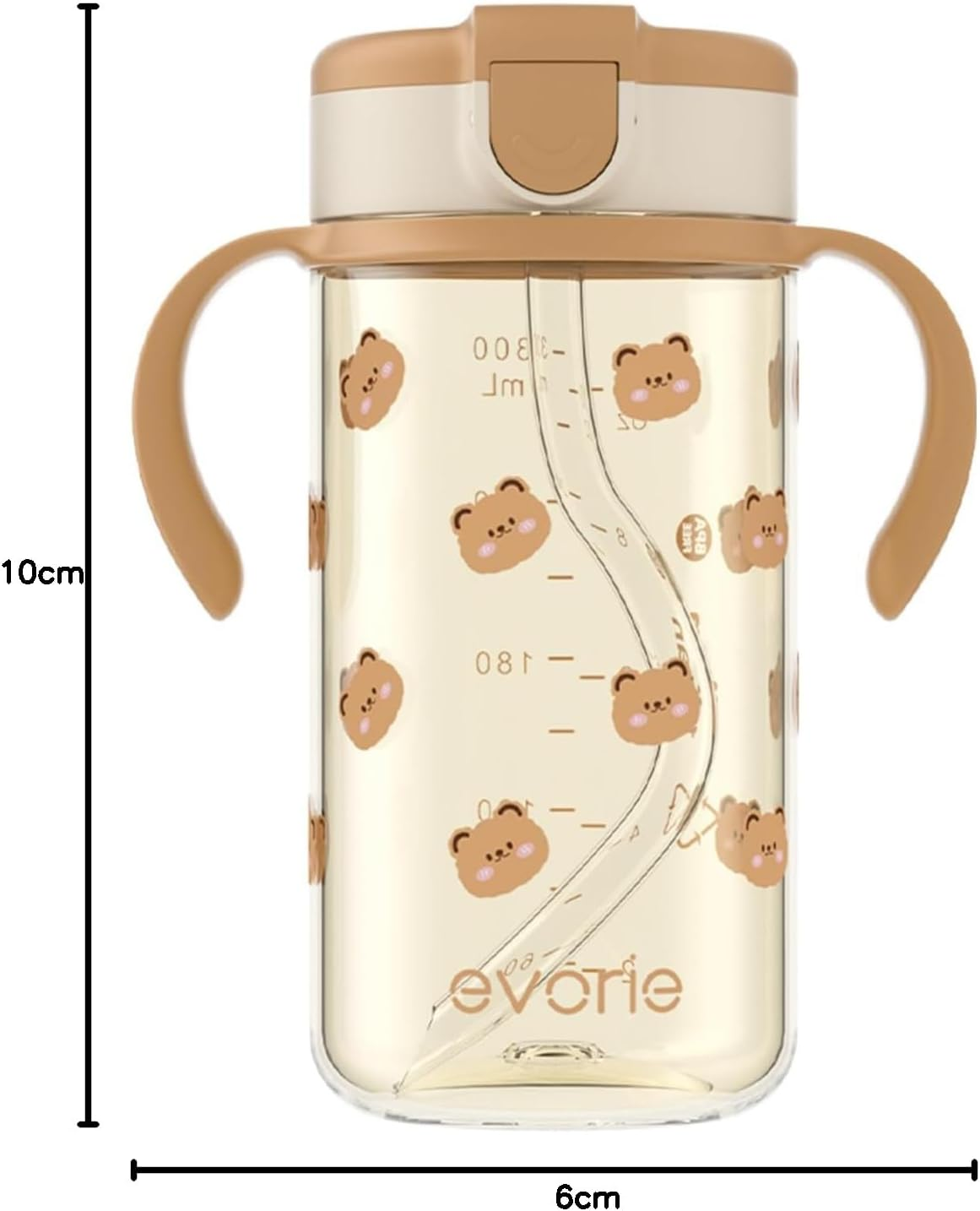 Evorie Tritan Toddler Sippy Cup with Silicone Straw, Spill-Proof Straw Water Bottle for Kids 1-2 Years Old, 300Ml 10 Oz, Removable Handles, Ideal for School (Honey Bear) image number 5