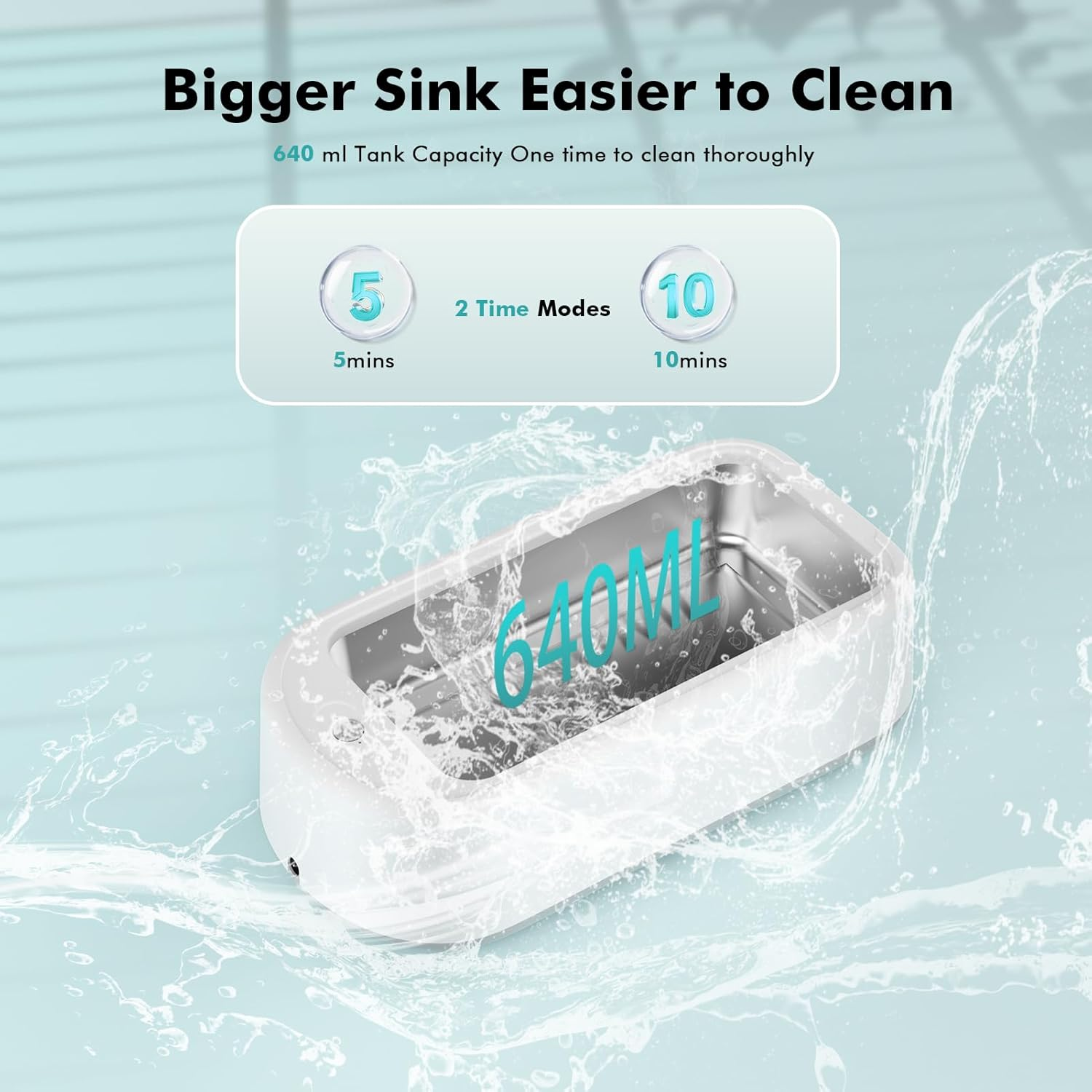 Ultrasonic Cleaning Device 48 Khz Ultrasonic Cleaning Device Glasses 640 Ml Ultrasonic Cleaner 40 W Jewellery Cleaner Ultrasonic Glasses Cleaner Ultrasonic Device for Jewellery Dentures image number 2