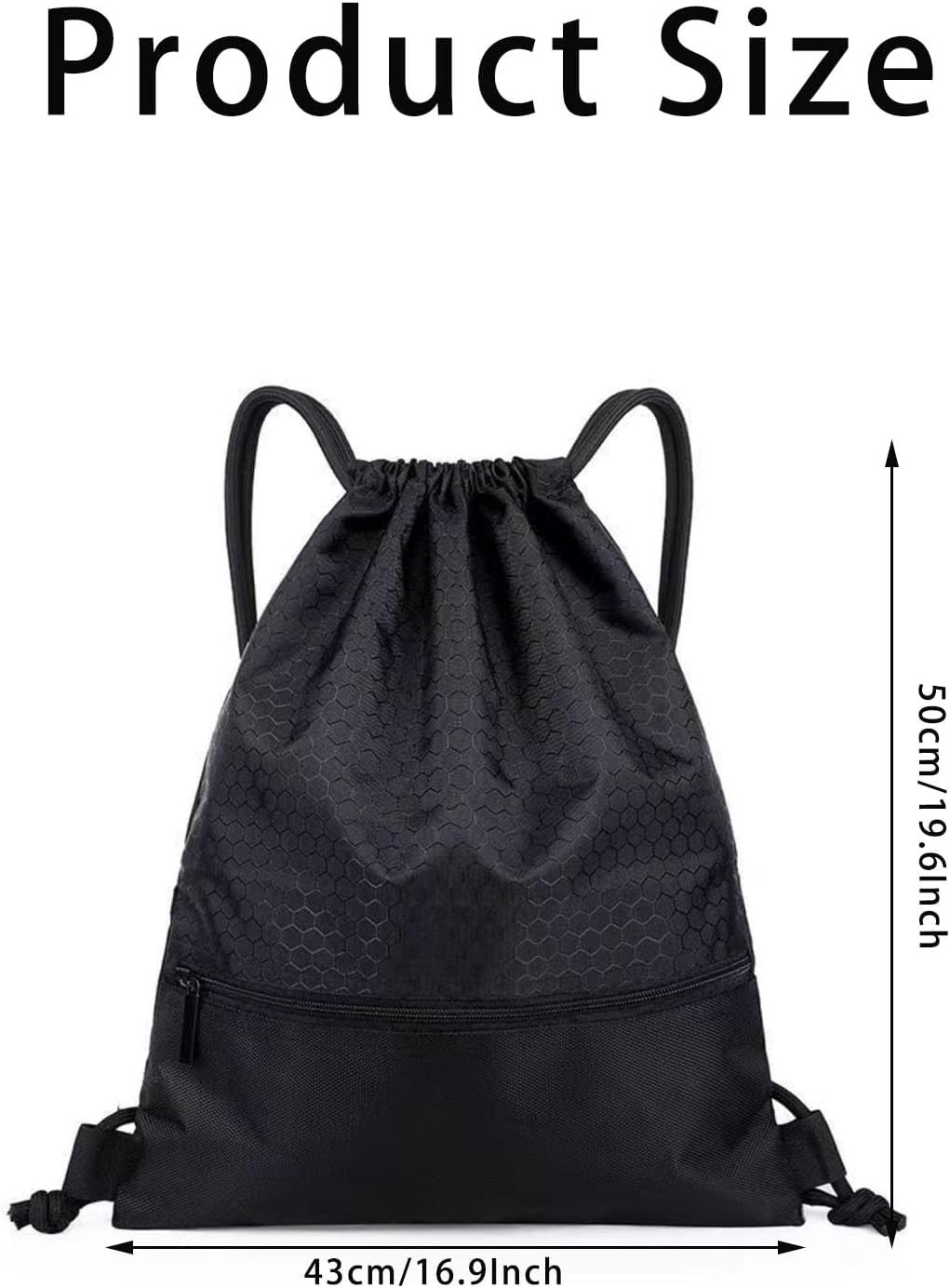 Zippered Drawstring Backpack Water Resistant Lightweight Gym Sack for Sports, Yoga, Hiking & Travel, Swim Gear with Front Pocket & Inner Pocket, Durable Sackpack for Shopping, Outdoors image number 1