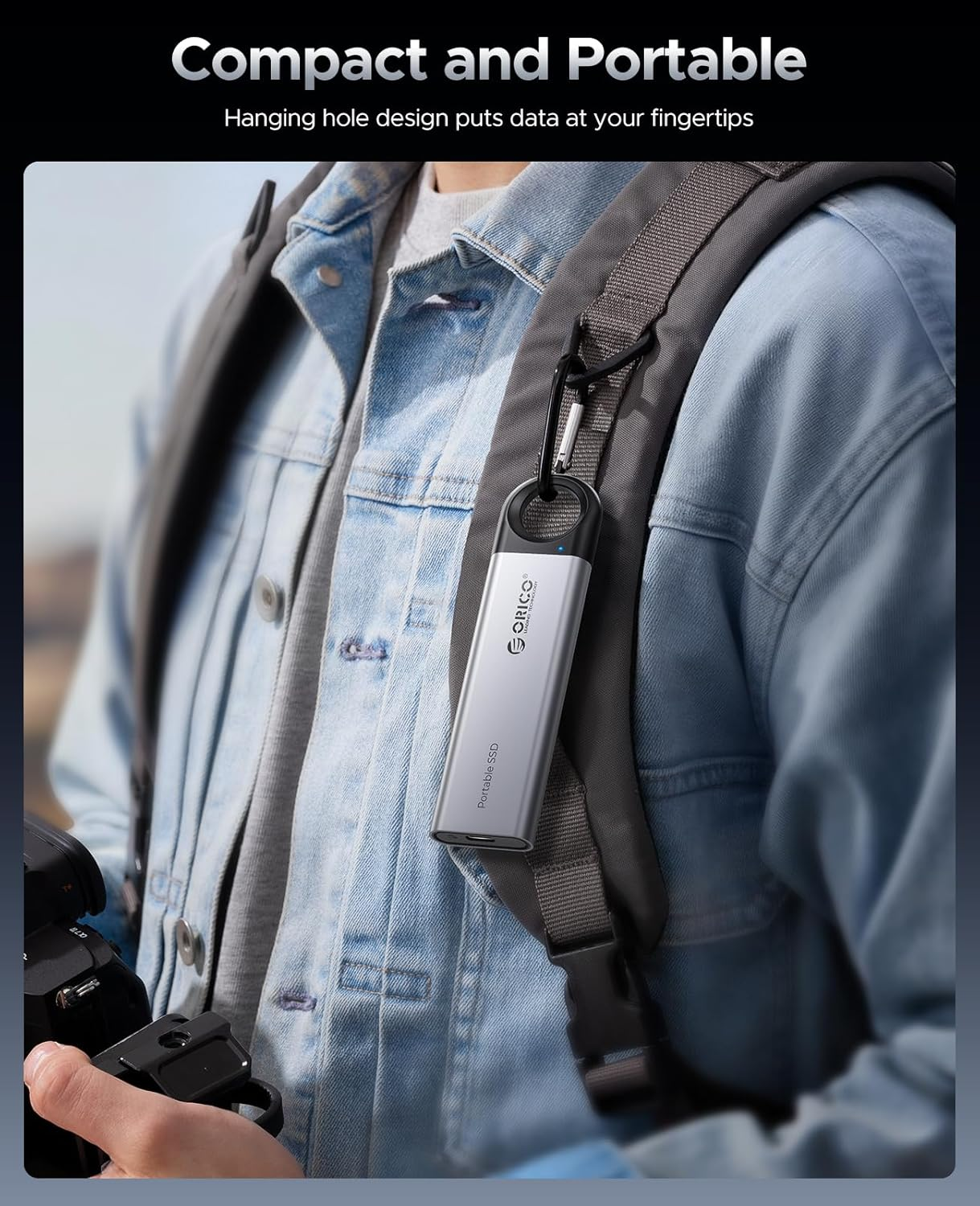 ORICO 1TB External SSD up to 1050Mb/S, Hanging Hole Design Portable Solid State Drive, USB C&A 2 in 1 Cable, Reliable Storage for Type-C Smartphone, Tablets, Laptops - C10 image number 1