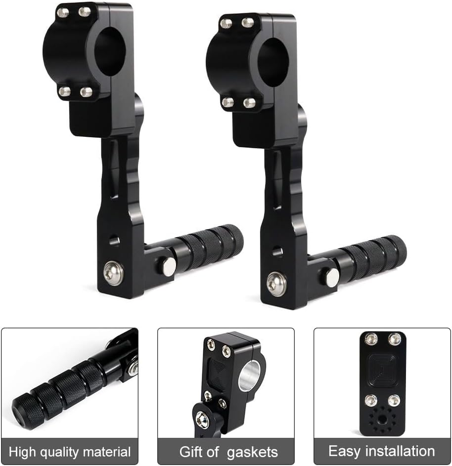 Xitomer Adjustable Highway Peg Mounts Rider Adjustable Footpeg Kit Long Angled Adjustable Highway Peg Mount Kit Engine Guards Crash Bars Footrest Mounting Brackets Arms (Black,130Mm)
