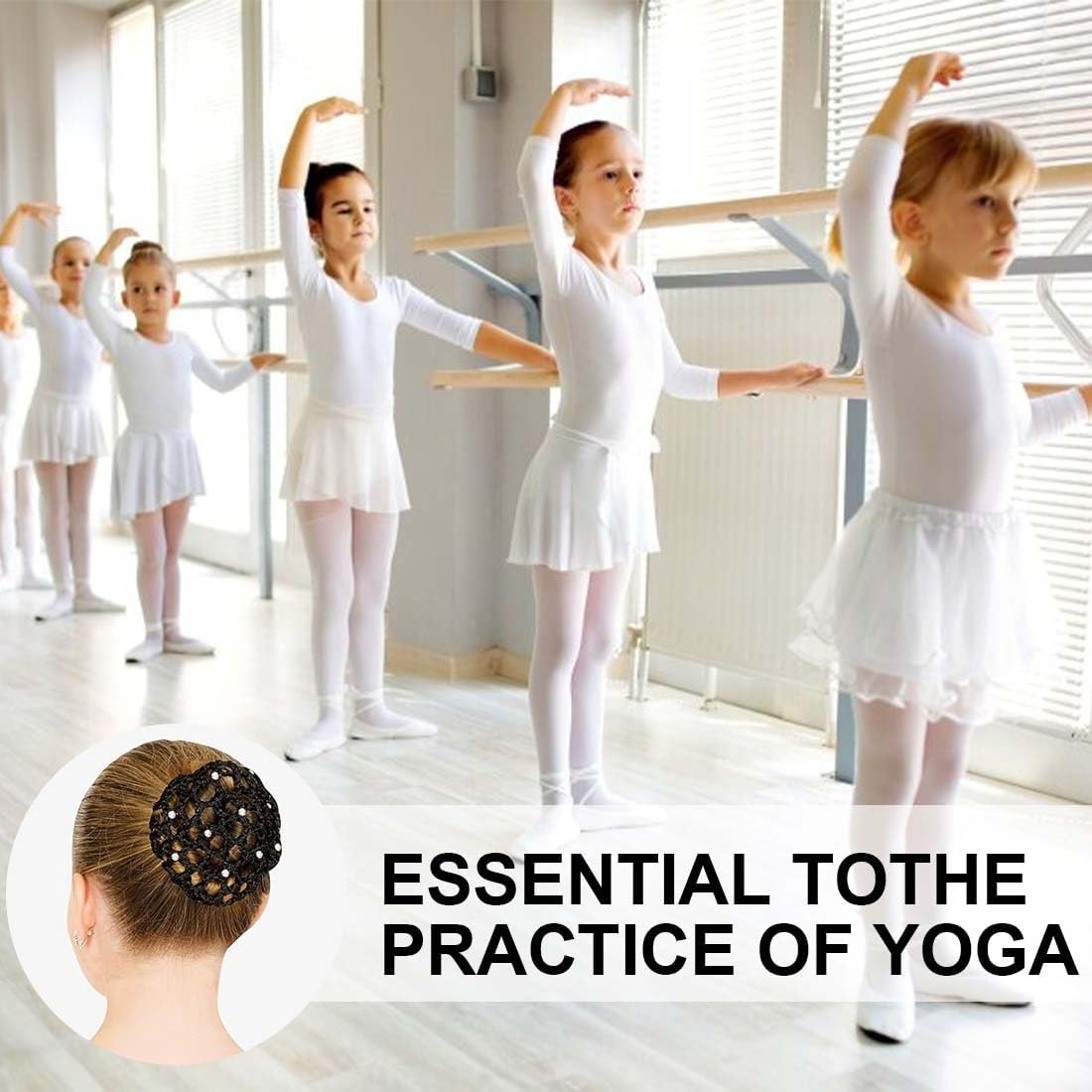 LAKJUOZ Pack of 4 Hair Nets Hairstyles, Bun Net Hair Net, Net for Hair, Hair Nets Hairstyles, Ballet Bun Net, Crystal Hair Net, Ballet Hair Net, Bun Ballet Girls, Bun Glitter, Bun Nets With image number 2