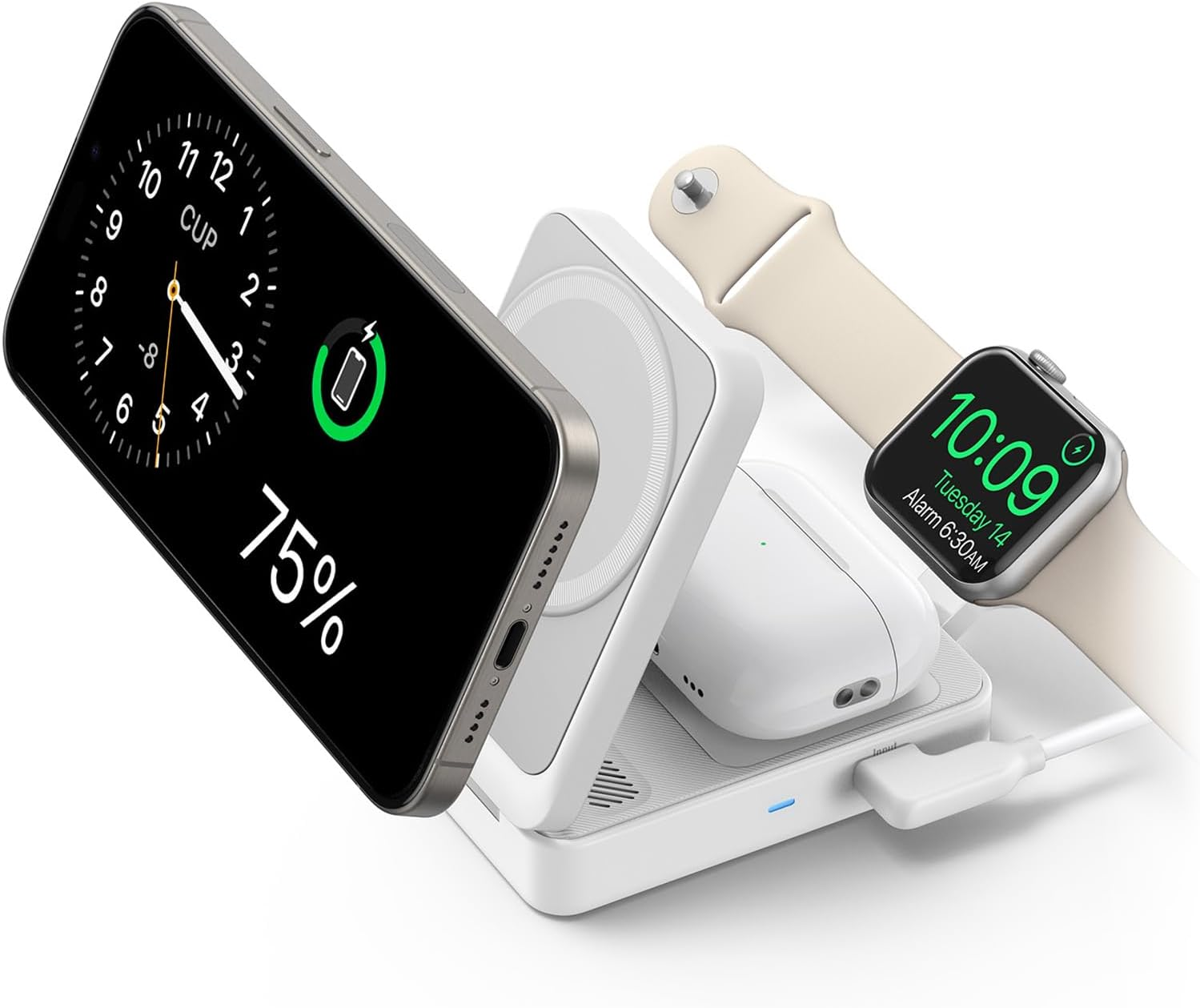 Magsafe Charger Compatible, Anker Maggo 3-In-1 Charging Station, Qi2 Certified 15W Wireless Charger Stand, Apple Watch Charger, for Iphone 15/14, Airpods, Apple Watch S9 (40W USB-C Charger Included) image number 6