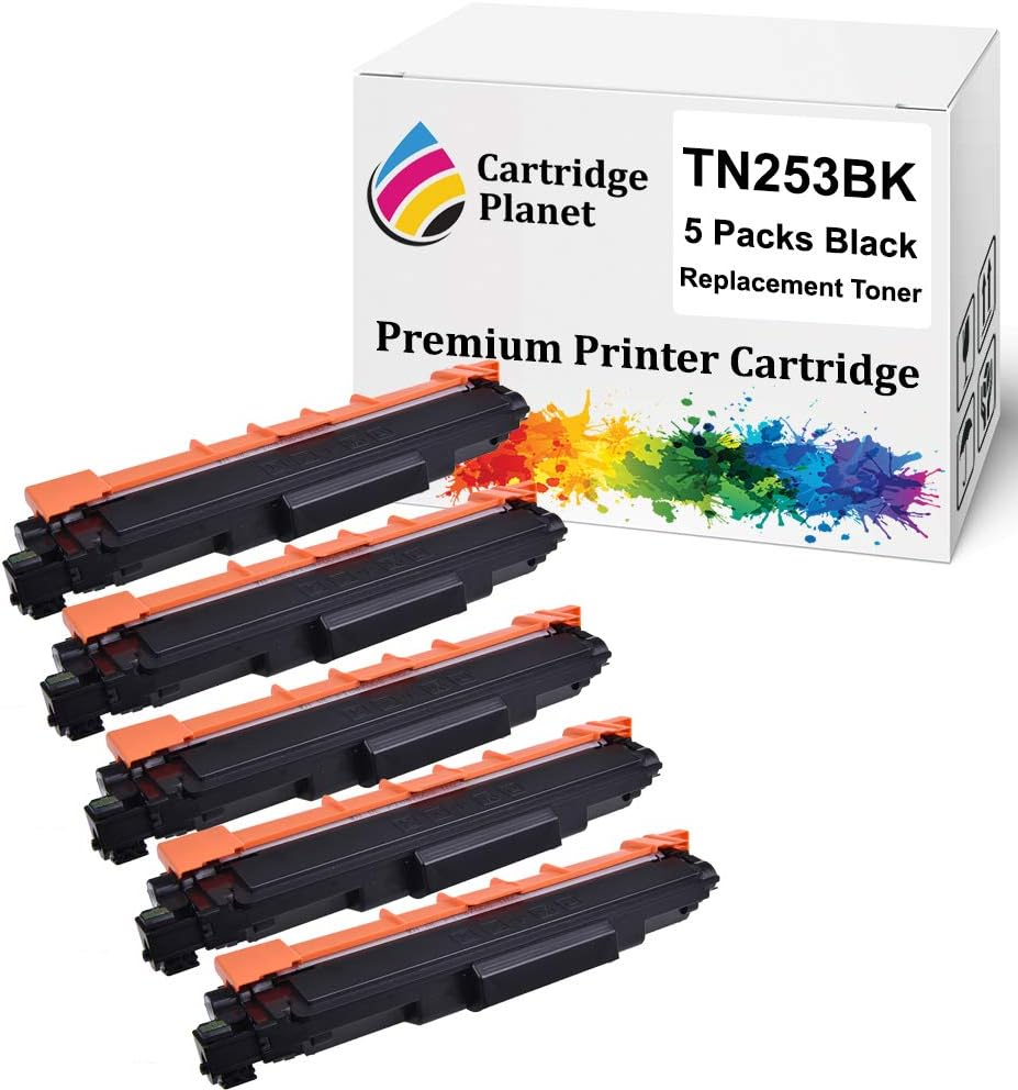 Cartridge Planet 5-Pack Black Compatible Toner Cartridge for Brother TN-253BK TN253BK (2,500 Pages) for DCPL3510CDW HLL3230CDW HLL3270CDW MFCL3745CDW MFCL3750CDW MFCL3770CDW