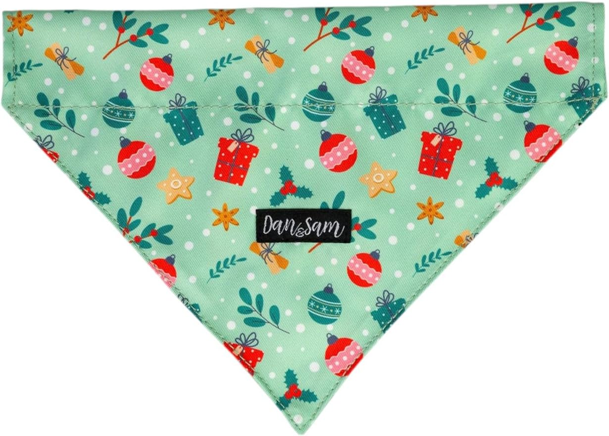 Dan & Sam Christmas Wishes Dog Bandana, Red & Green - Festive Holiday Pet Accessory, Adjustable Fit, Comfortable Fabric - Ideal for Dogs, Christmas Celebrations & Family Photos image number 1