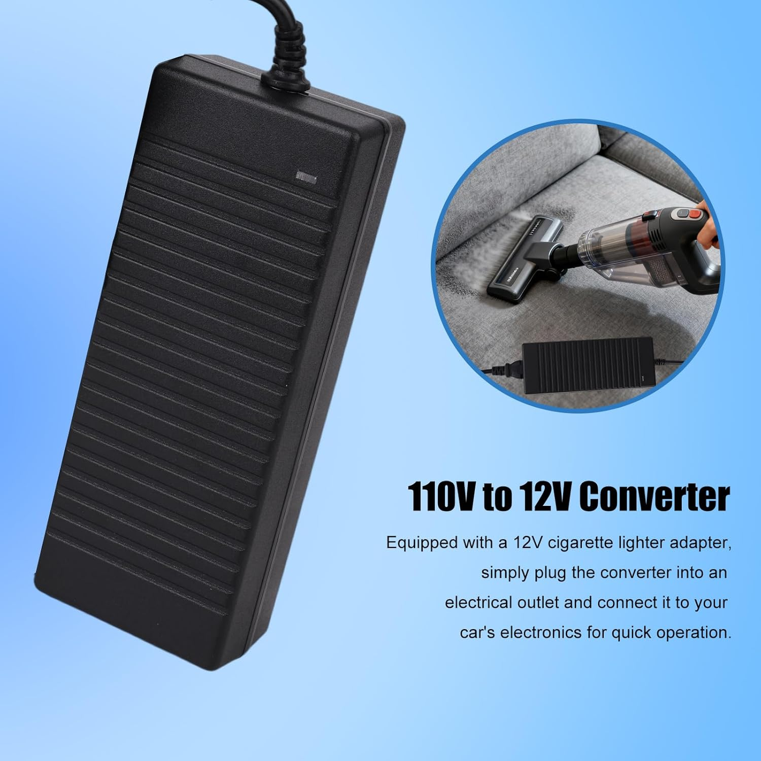 AC to DC 110V to 12V Converter, 10A 120W Power Supply Car Cigarette Lighter Socket Adapter with Wall Plug for Car Electronics Refrigerator Vacuum Cleaner Tire Inflator and More image number 3