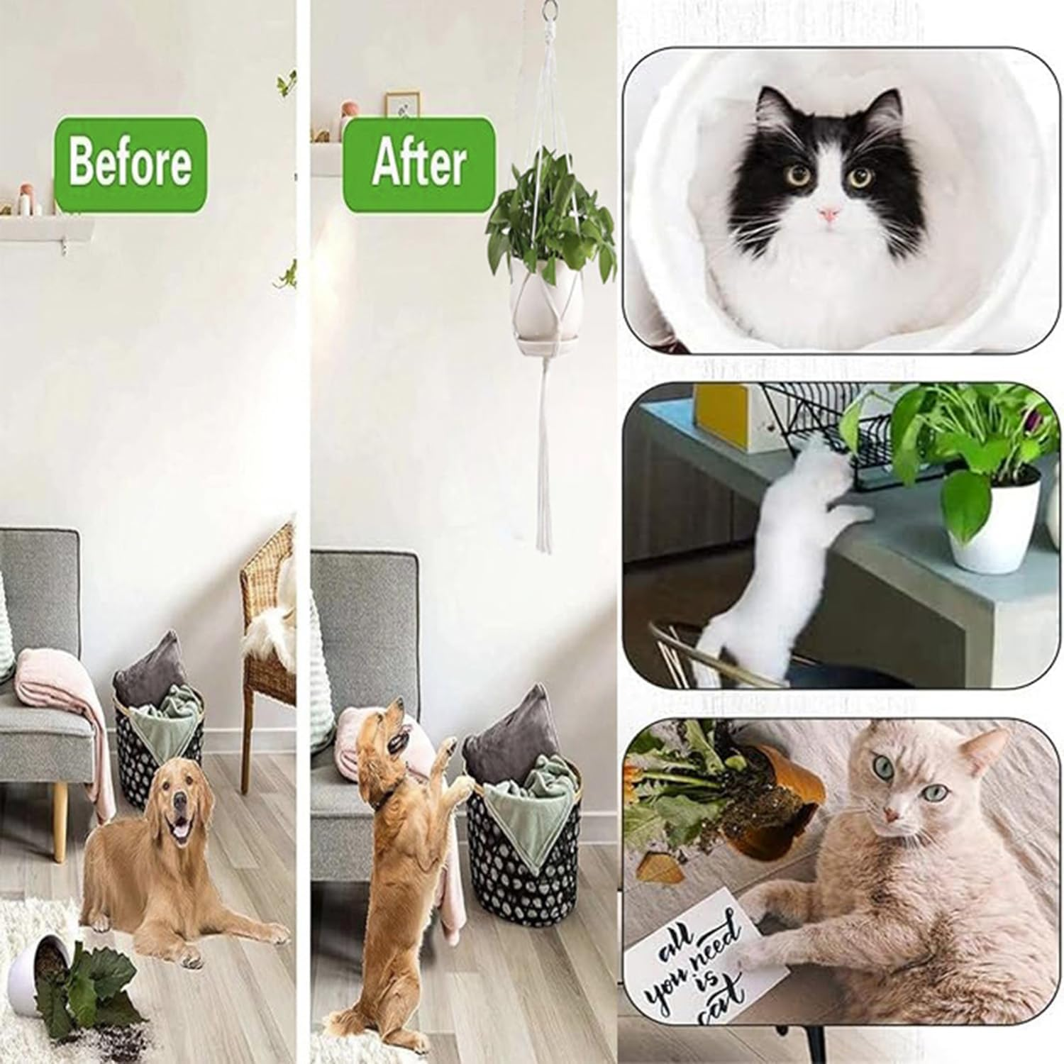 3Pcs Macrame Plant Hangers, Hanging Planter Basket, Boho Handwoven Cotton Rope Hanging Plant Holder, Ceiling Flower Pots Holder Decorative Stand for Indoor Outdoor Home Balcony Decor, Ivory image number 3