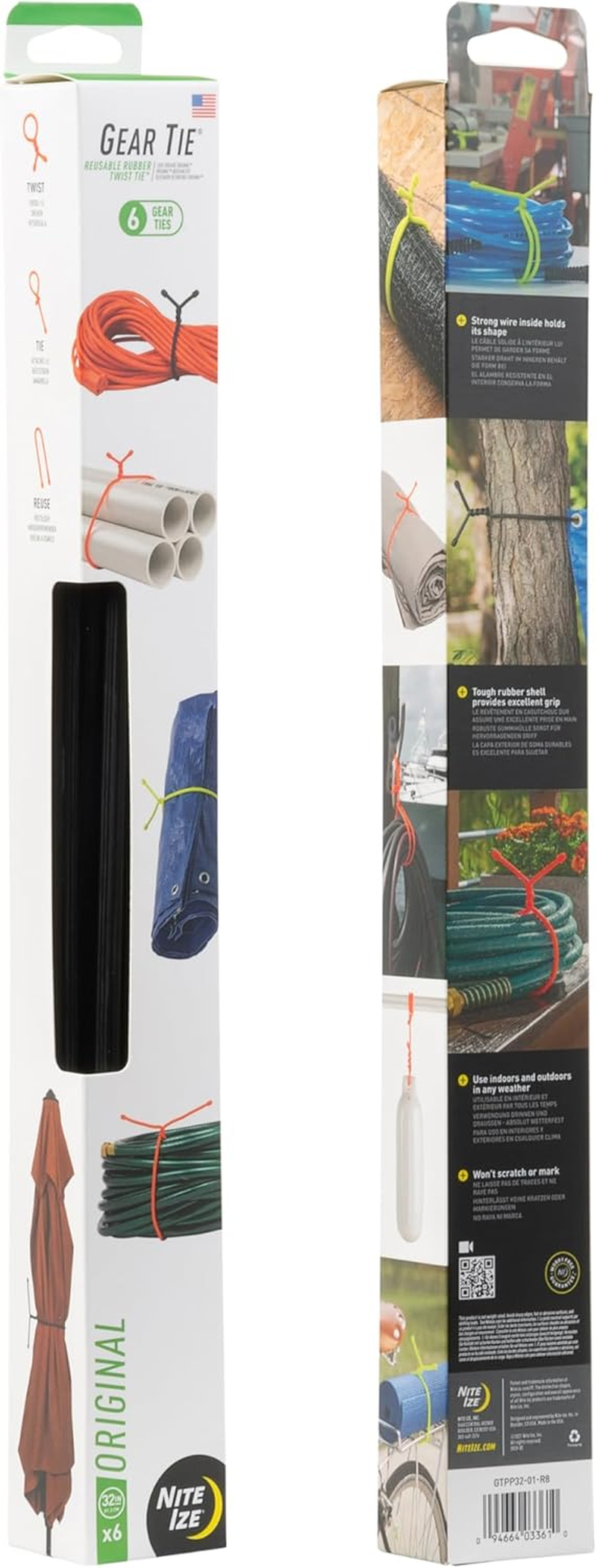 Nite Ize GTPP32-01-R8 Gear Tie Propack Reusable Rubber Twist Tie, 32-Inch, Black image number 6
