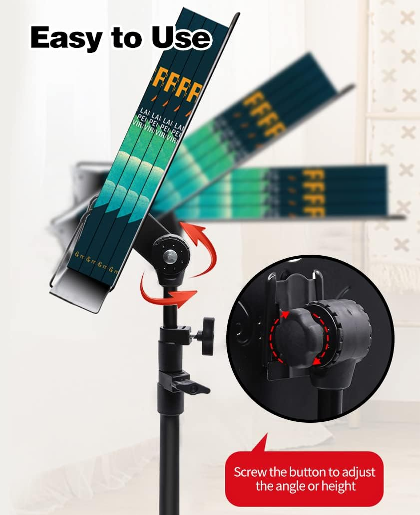 1/2/3 Pack Sheet Music Stand, Adjustable Music Stand with Carrying Bag, Professional Music Book Holder Music Sheet Clip Holder for Guitar, Ukulele, Violin Players(Standard Version, 1 Pack)