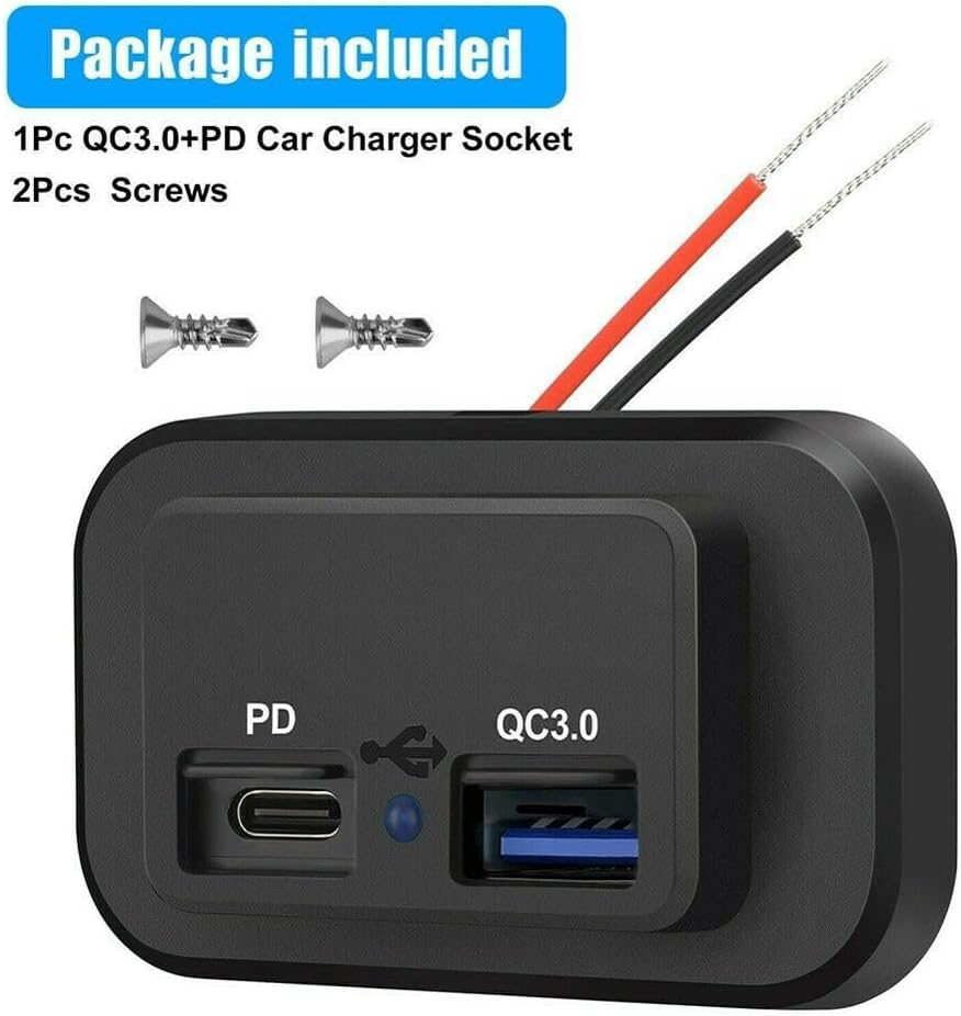Fast Charger Socket Power Outlet Waterproof 12/24V PD+QC3.0 Dual USB Port Car RV image number 6