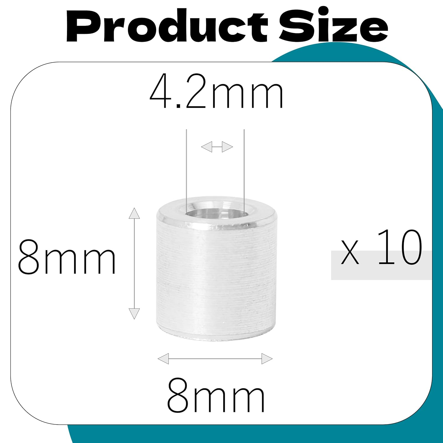 Zhooooonglf 10Pcs M4 Aluminum Spacers, Metal Spacer Aluminum round 4.2Mm ID X 8Mm OD X8Mm L Thickness Screw Standoff for M4Screw Bolts Silver image number 2
