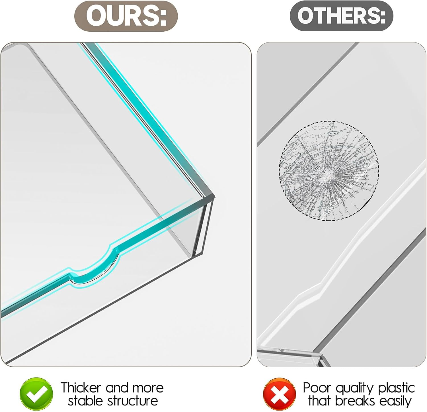 AMALEKO Acrylic Drawer Organizers - 21 Drawers 4 Set - Clear Storage Drawers for Office Supplies - Stackable Makeup Organizer - Dustproof Desk Organizers for Makeup, Jewelry, Pen, Stationary image number 5