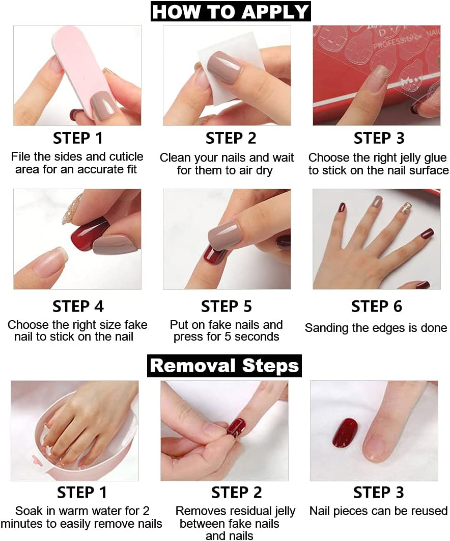 Rikview French Press on Nails Long Fake Nails Coffin with Rhinestones White Nails Glossy Acrylic Nails for Women image number 4