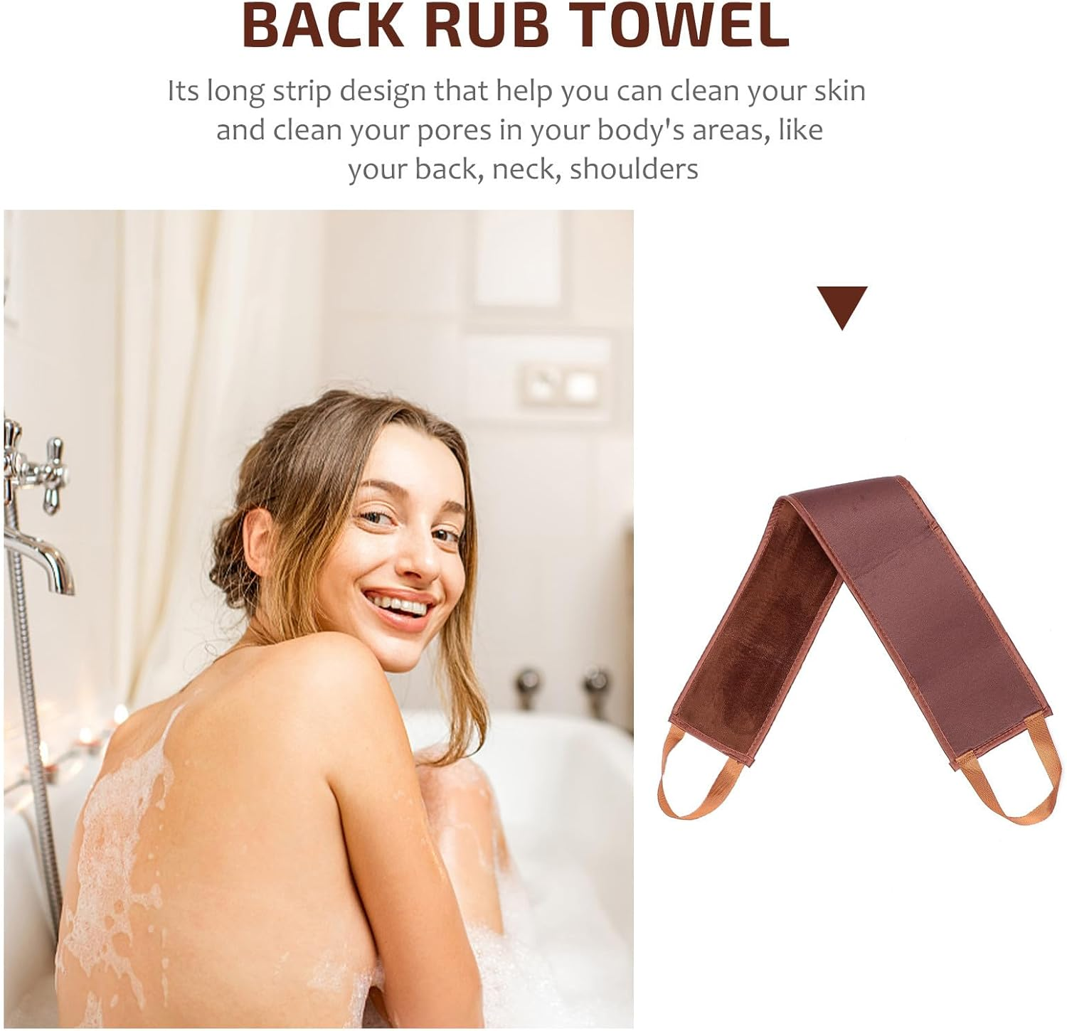 TEHAUX Back Lotion Wiping Belt for Sunscreen Body Care Brown Back Massage Strap for Tanning Moisturizing Suitable for Self-Tanning and Skincare image number 2
